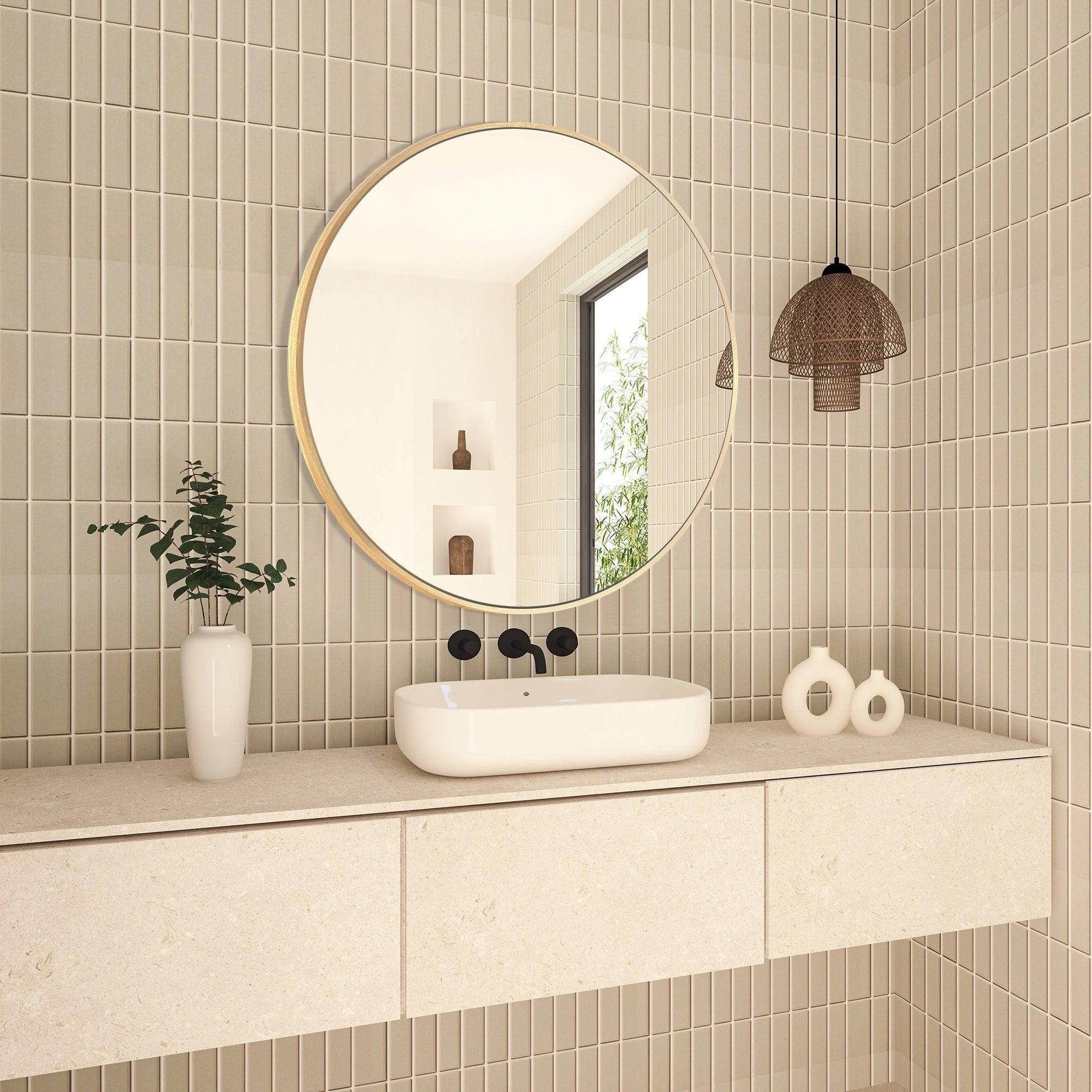 Modern Bathroom Wall Mounted Round Vanity Mirror