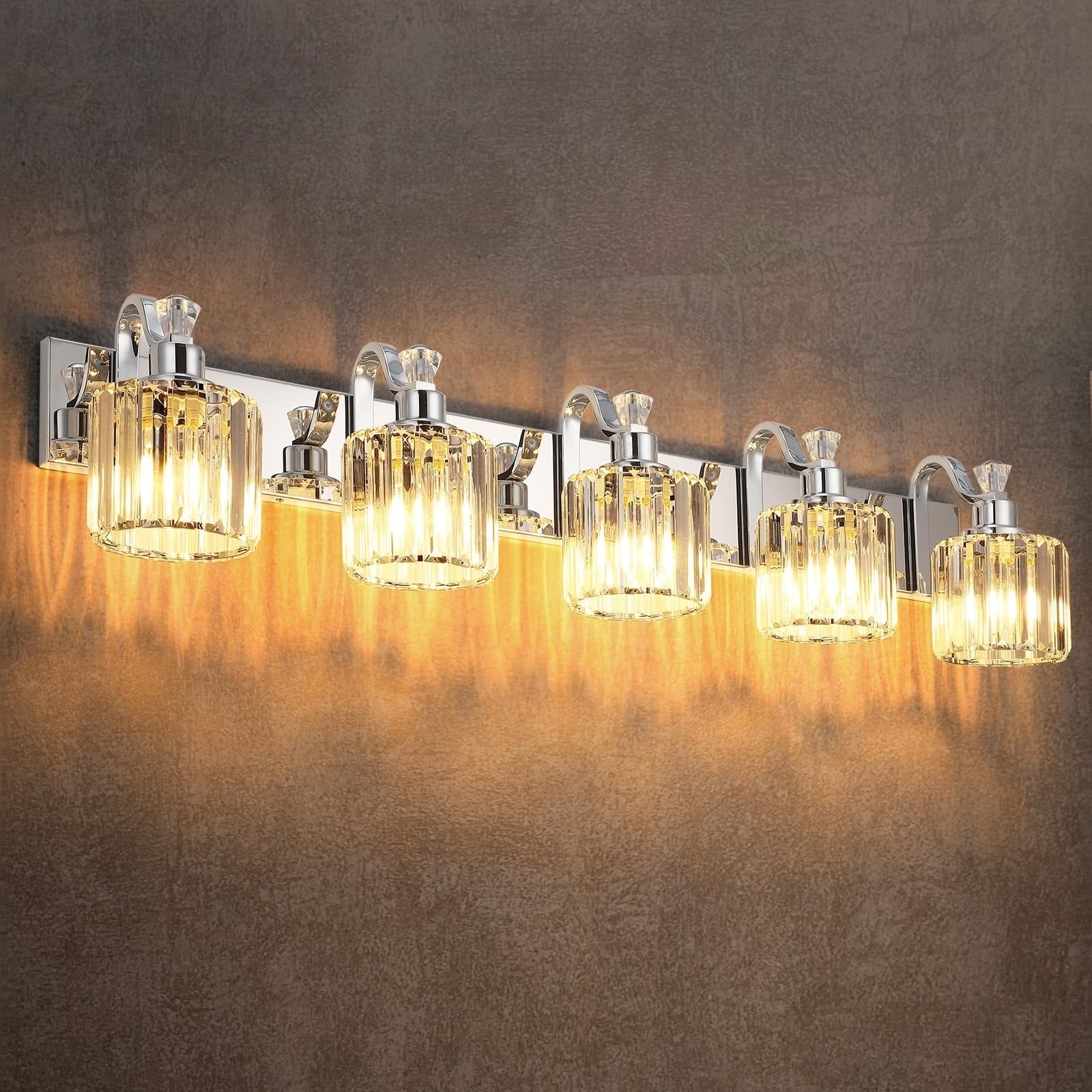 Modern Crystal Bathroom Vanity Lights Dimmable Wall Sconces