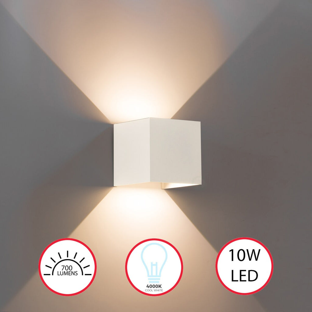 Modern Wall Sconce LED Waterproof Wall Lamp Aluminum with Adjustable Beam 10-Watt 4000K Cool White Indoor Outdoor