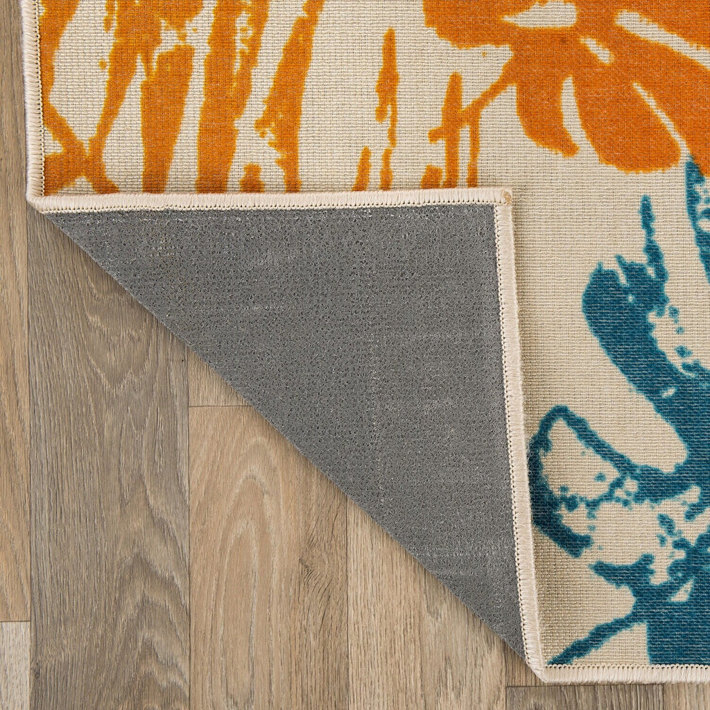 Modern Floral Leaves Flatweave Indoor/Outdoor Area Rug