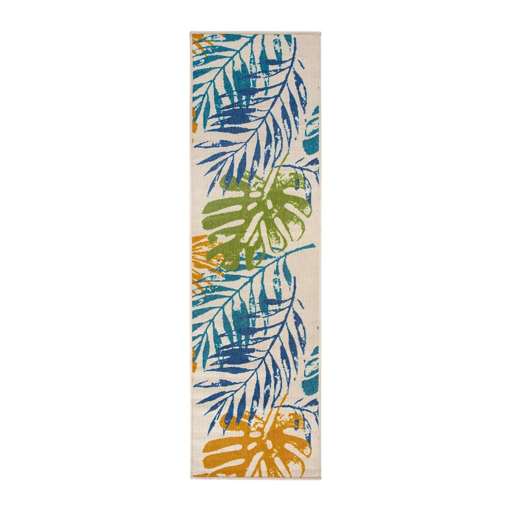Modern Floral Leaves Flatweave Indoor/Outdoor Area Rug