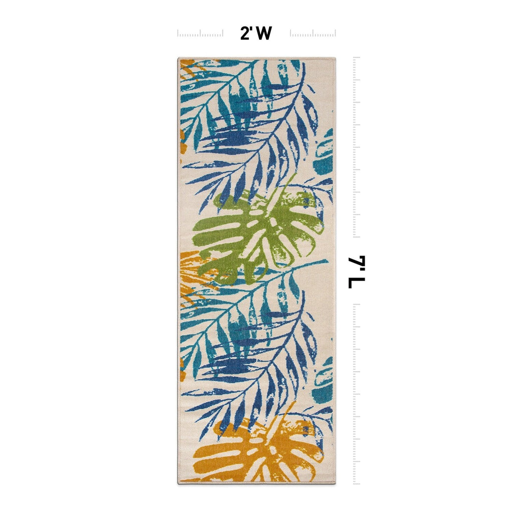 Modern Floral Leaves Flatweave Indoor/Outdoor Area Rug
