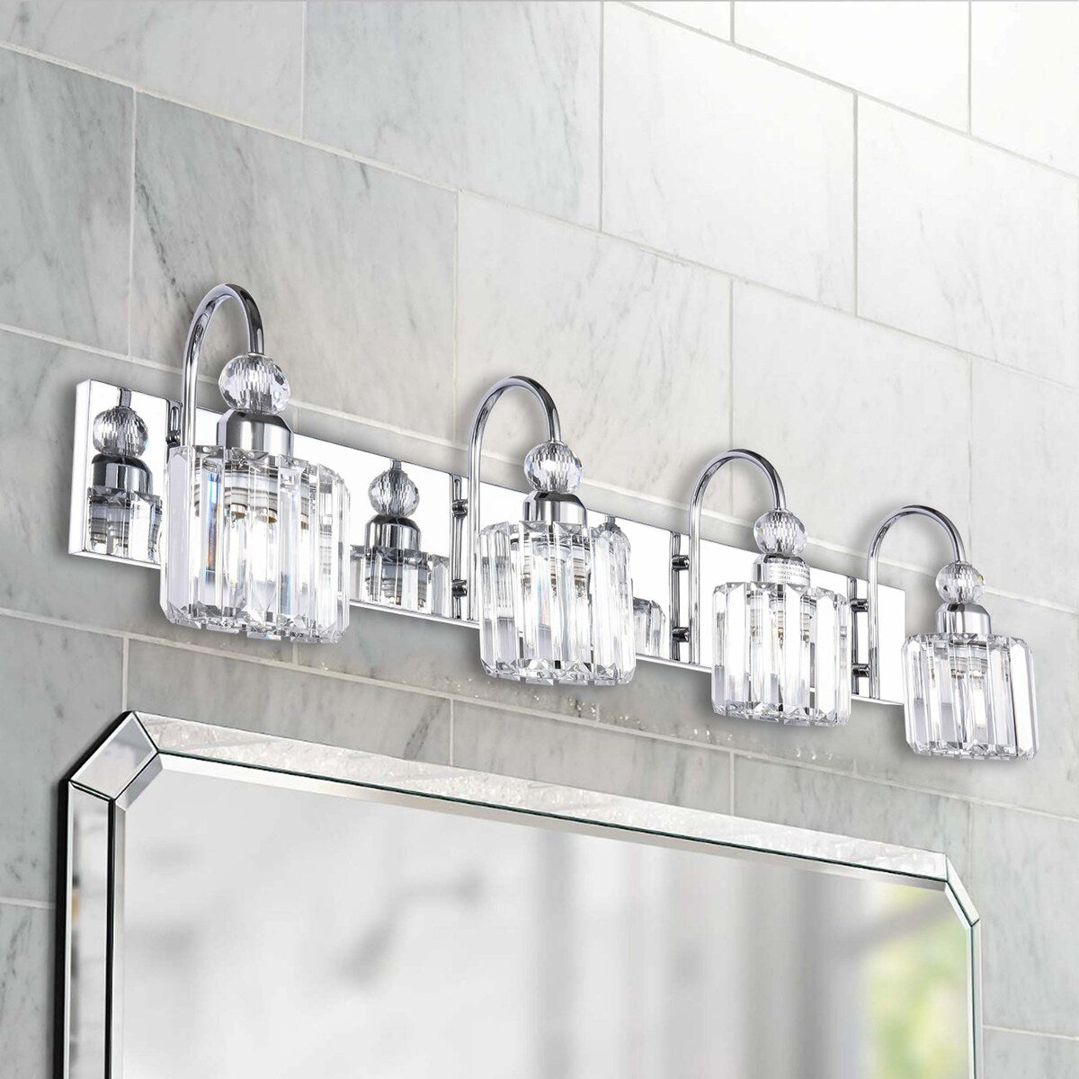 3/ 4-Light Modern Glam Crystal Dimmable Bathroom Vanity Light Linear Wall Light