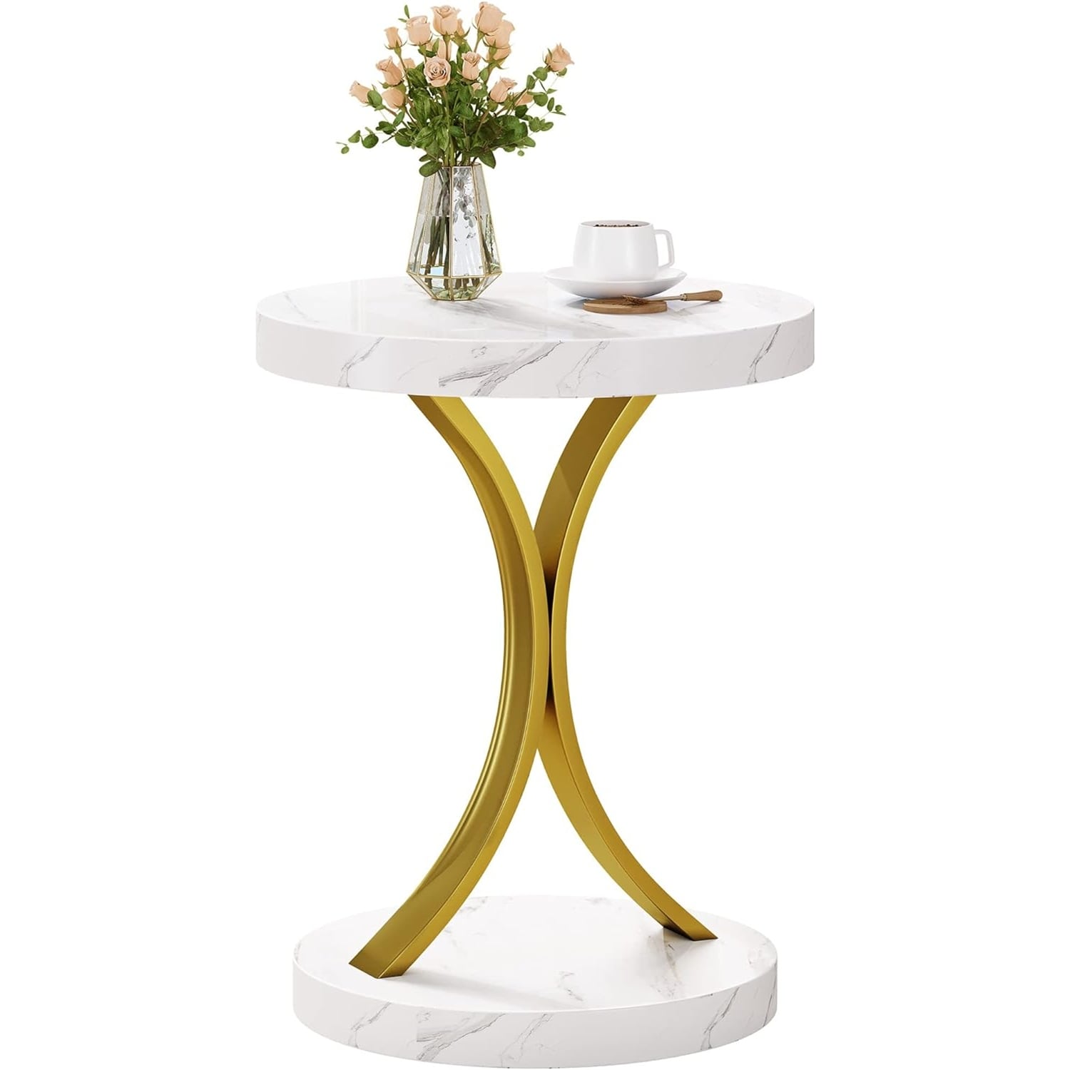 Modern Gold Console Sofa Table with Marbling Top for Entryway Hallway