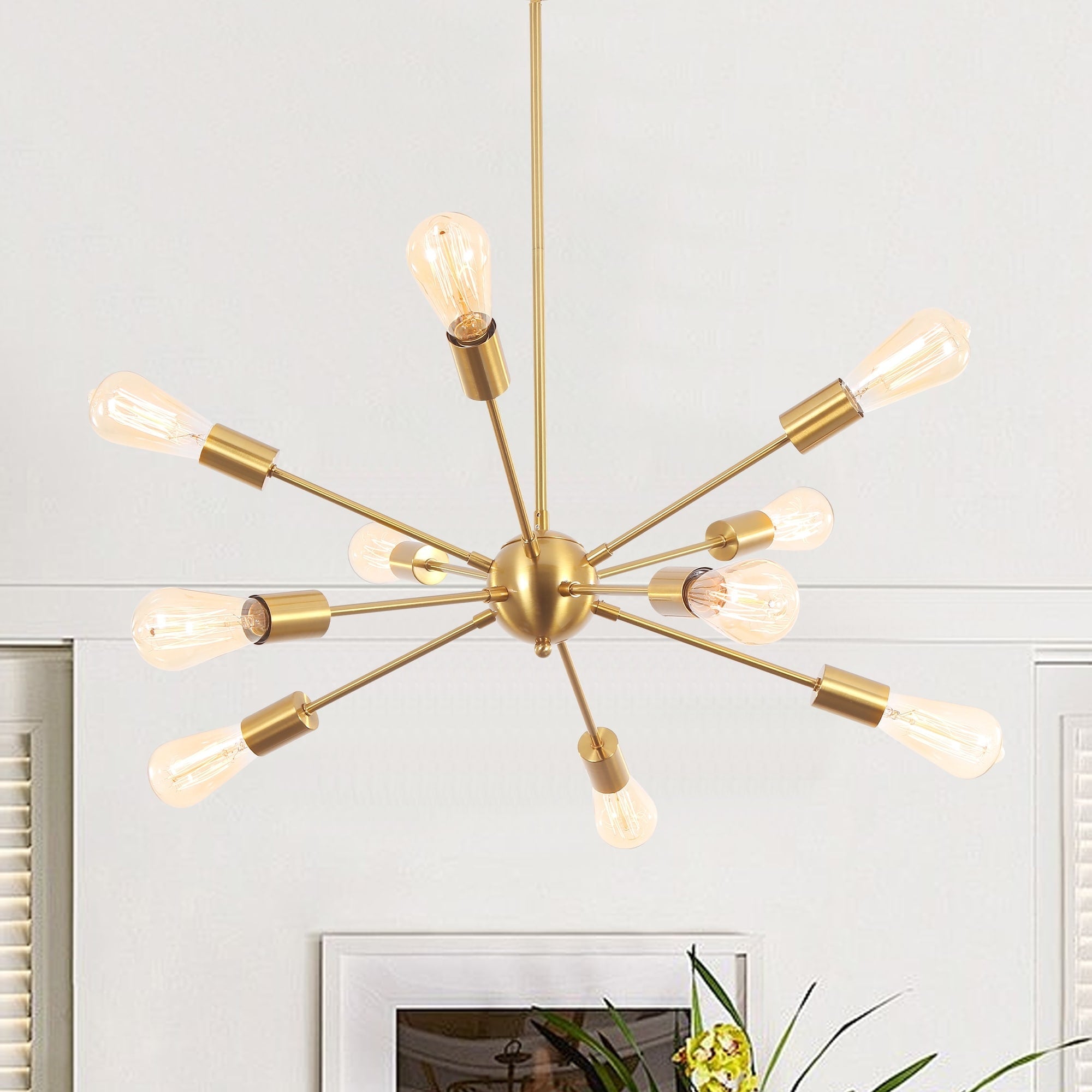 Modern Sputnik Chandelier 10-Light Adjustable Ceiling Light Fixture for Kitchen Dining Room Living Room Bedroom - N/A