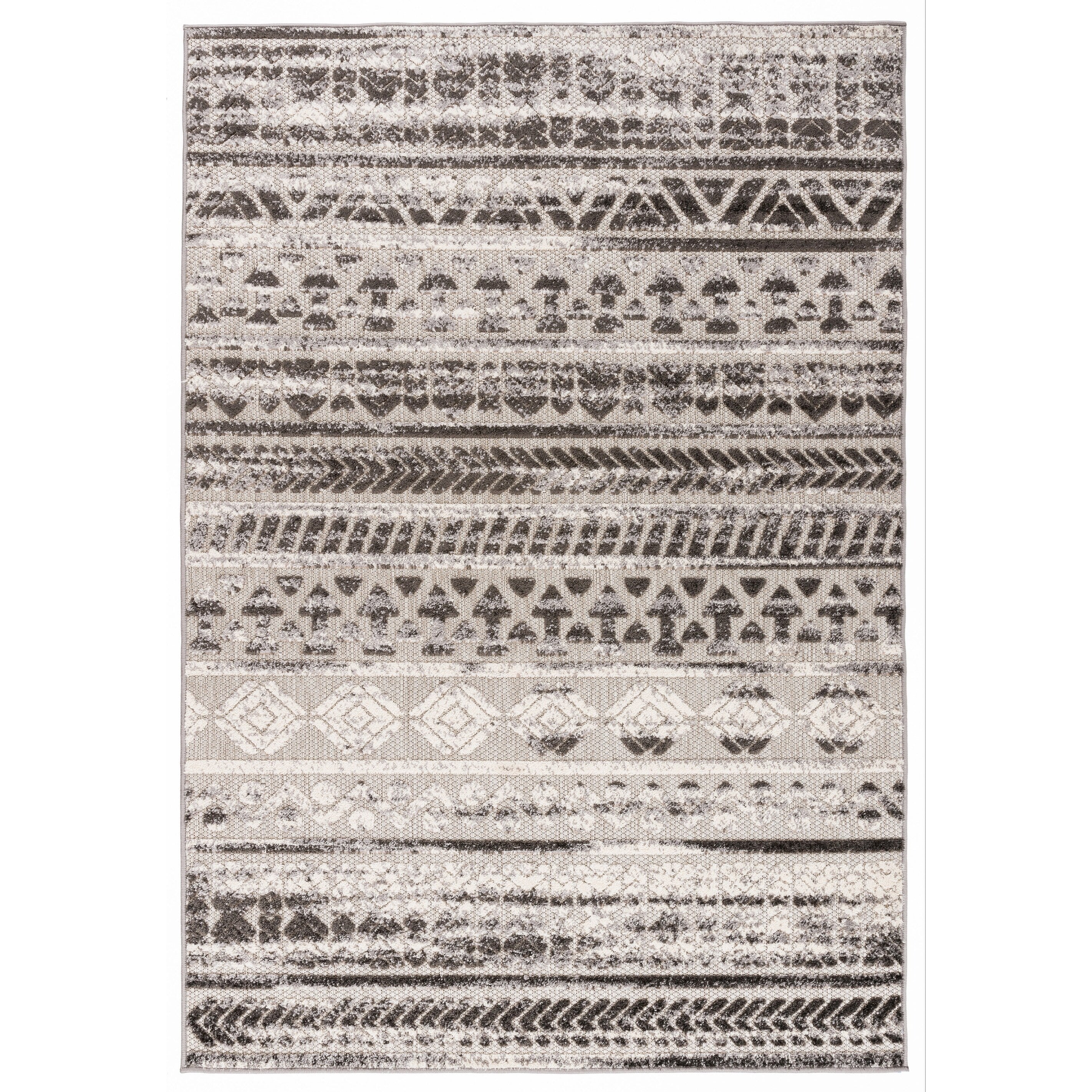 World Rug Gallery Modern Stripes Faded Geometric Indoor/Outdoor Area Rug