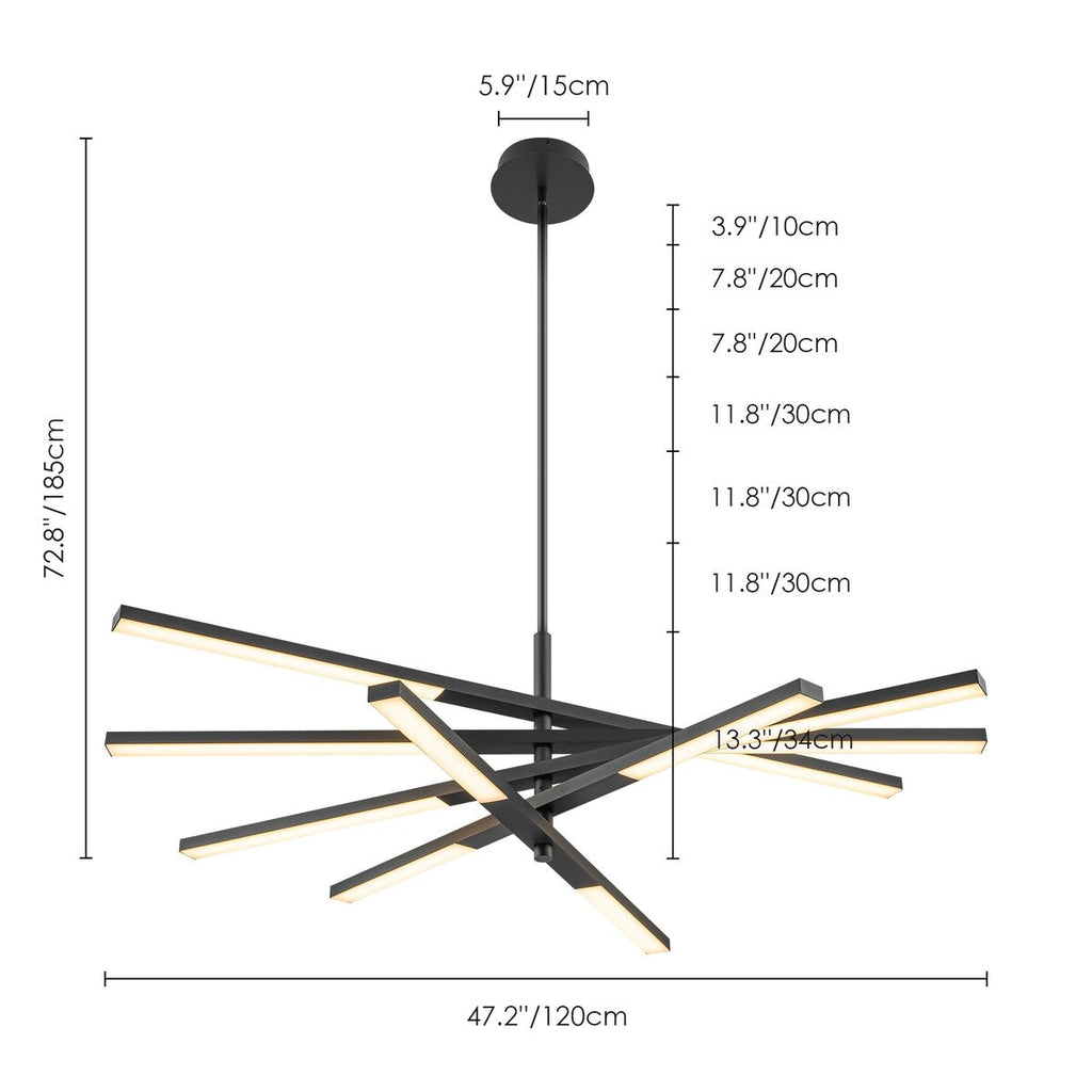Modern Tiered Linear Sputnik Chandelier Warm Light 3000K Integrated LED Chandelier