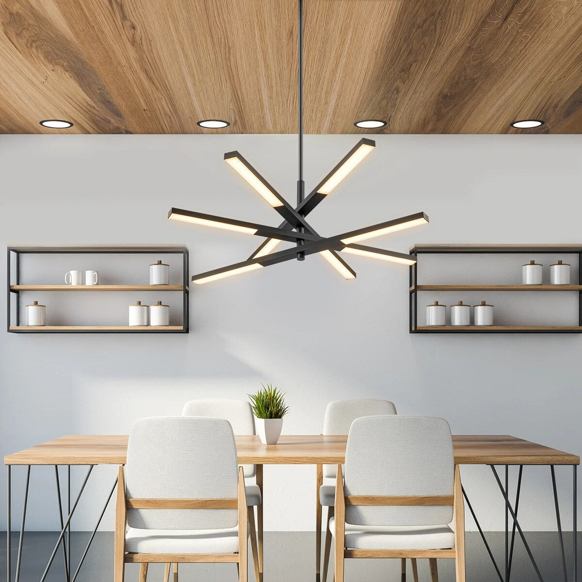 Modern Tiered Linear Sputnik Chandelier Warm Light 3000K Integrated LED Chandelier