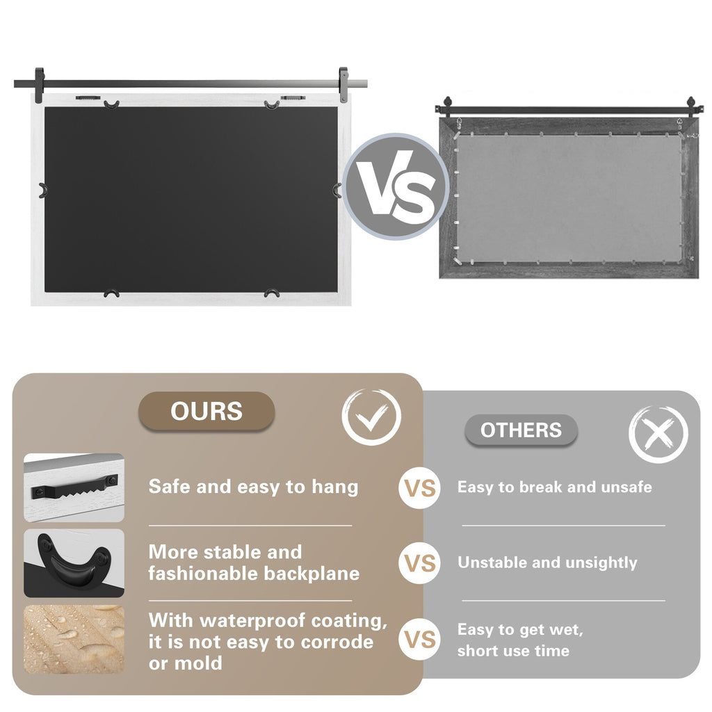 Modern Wall Mirrors, Rectangular Mirror with Wood Framed, Bathroom Mirror Barn Mirror Barn Door Mirror with Multi Size