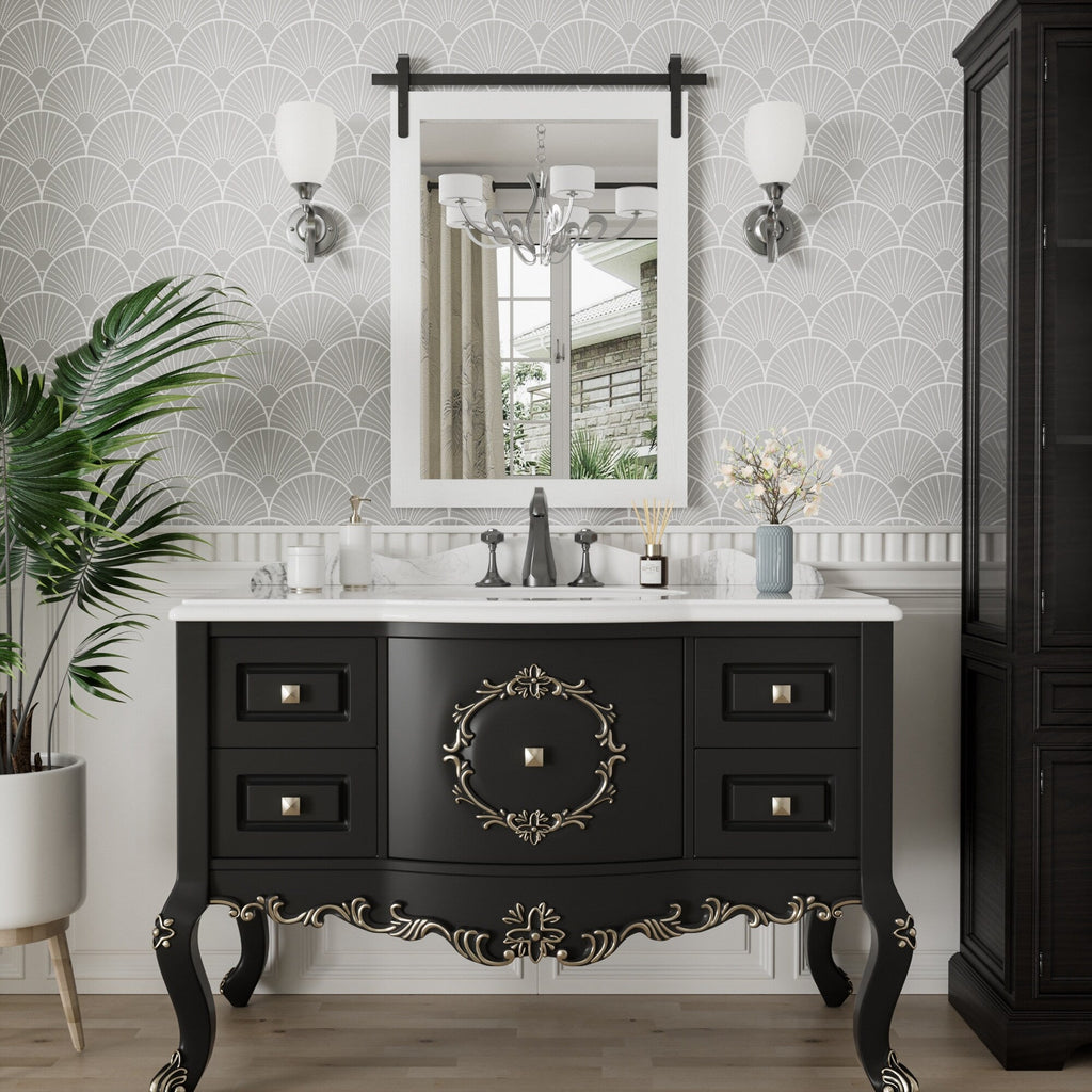 Modern Wall Mirrors, Rectangular Mirror with Wood Framed, Bathroom Mirror Barn Mirror Barn Door Mirror with Multi Size