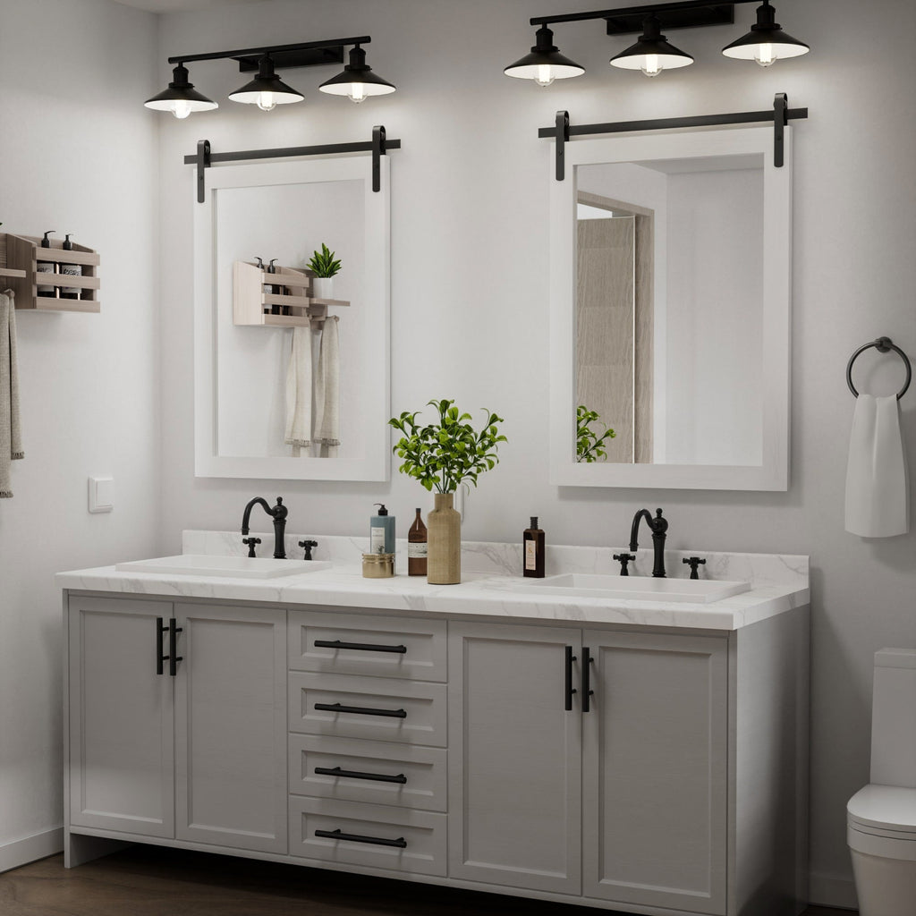 Modern Wall Mirrors, Rectangular Mirror with Wood Framed, Bathroom Mirror Barn Mirror Barn Door Mirror with Multi Size