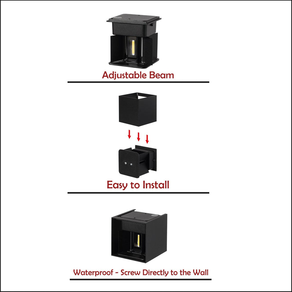 Modern Wall Sconce LED Waterproof Wall Lamp Aluminum with Adjustable Beam 10-Watt 4000K Cool White Indoor Outdoor