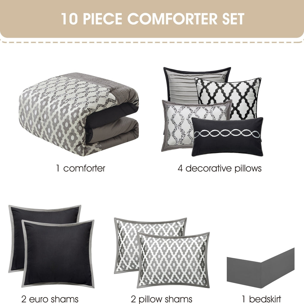 Nanshing Calvin Luxury10-Piece Geometric Comforter Set