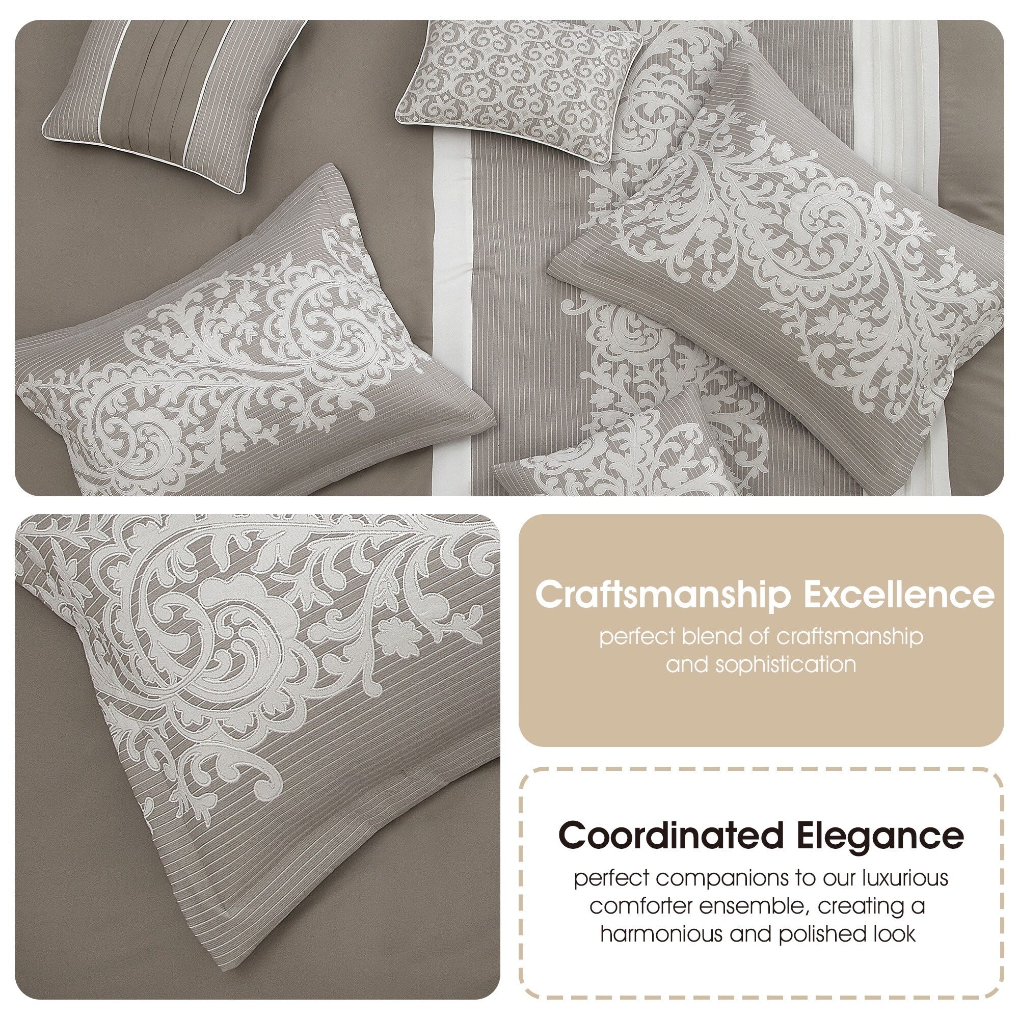 Nanshing Salem Damask Jacquard 7-Piece Comforter Set