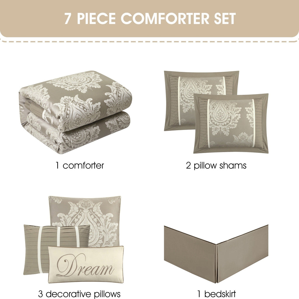 Ensemble de couette traditionnelle damassée Nanshing Tiana 7 pièces