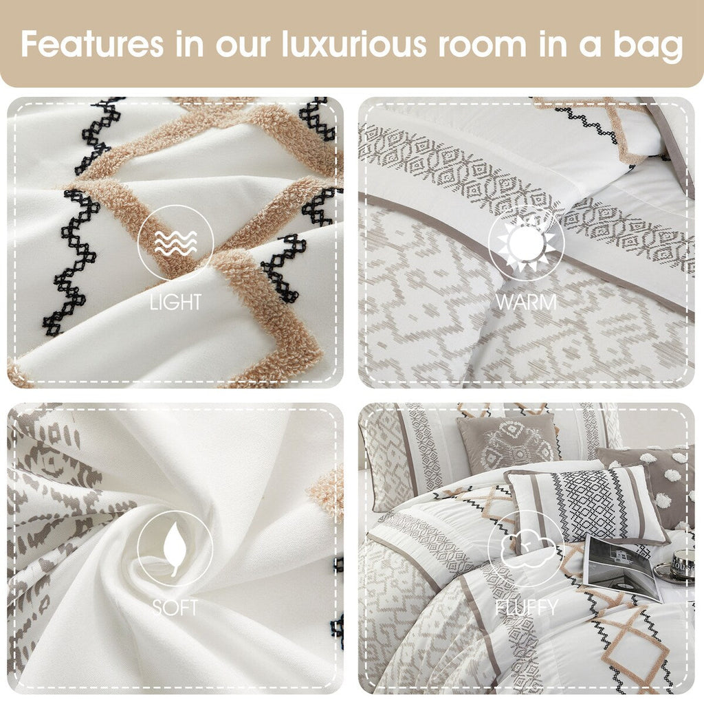 Ensemble de couette brodée bohème Nanshing Trina 15 pièces