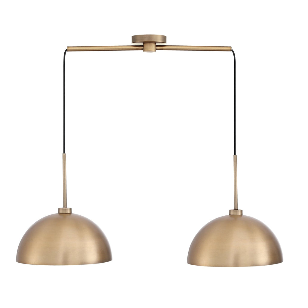 Nathan James Percy Modern 2-Light Pendant Island Light Fixture, Hanging Lights with Metal Shade and Adjustable Cord