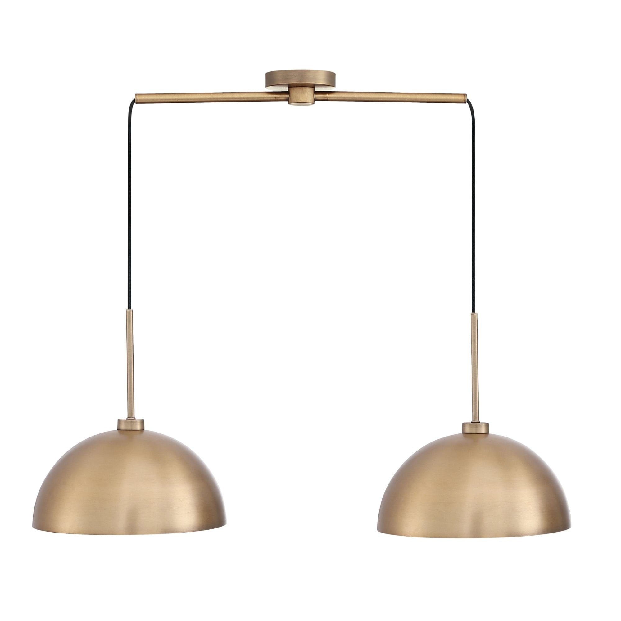 Nathan James Percy Modern 2-Light Pendant Island Light Fixture, Hanging Lights with Metal Shade and Adjustable Cord