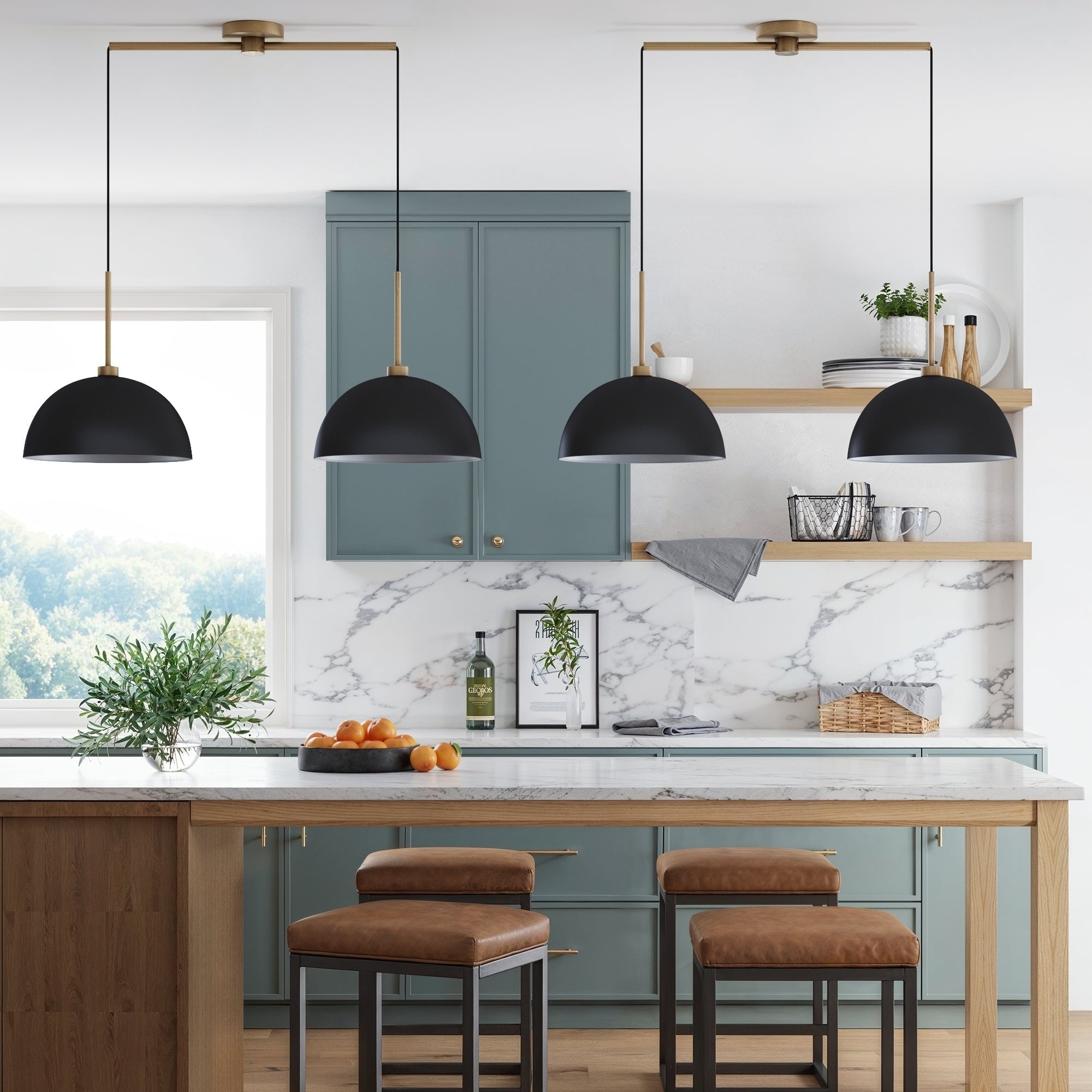 Nathan James Percy Modern 2-Light Pendant Island Light Fixture, Hanging Lights with Metal Shade and Adjustable Cord
