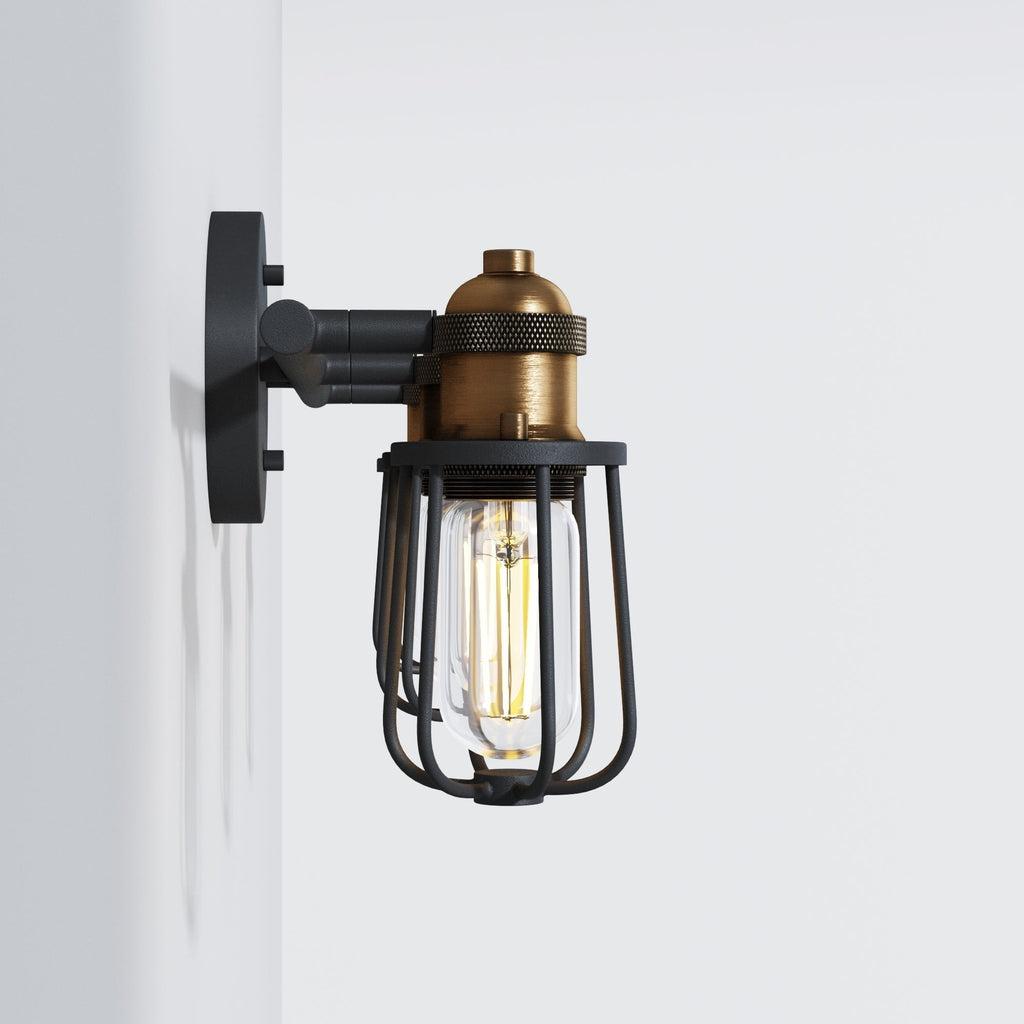 Nathan James Rori Vanity Wall Light Indoor 3-Light Bathroom with Farmhouse Cage Sconce and Brass Details