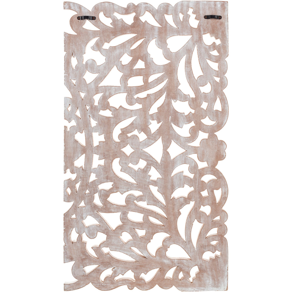 Décoration murale à 3 panneaux en bois naturel sculpté à la main Norma Floral 48 x 28 pouces