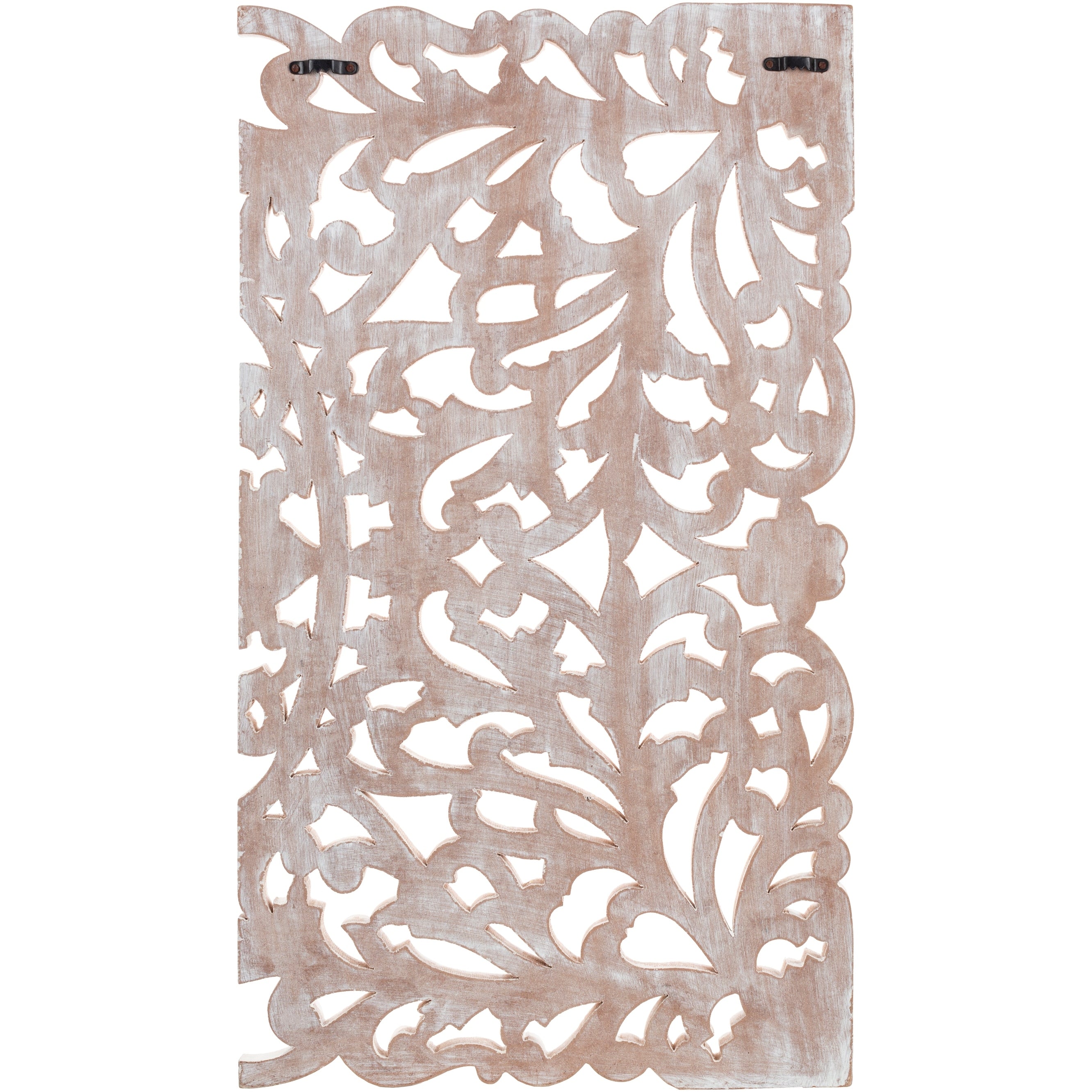 Décoration murale à 3 panneaux en bois naturel sculpté à la main Norma Floral 48 x 28 pouces