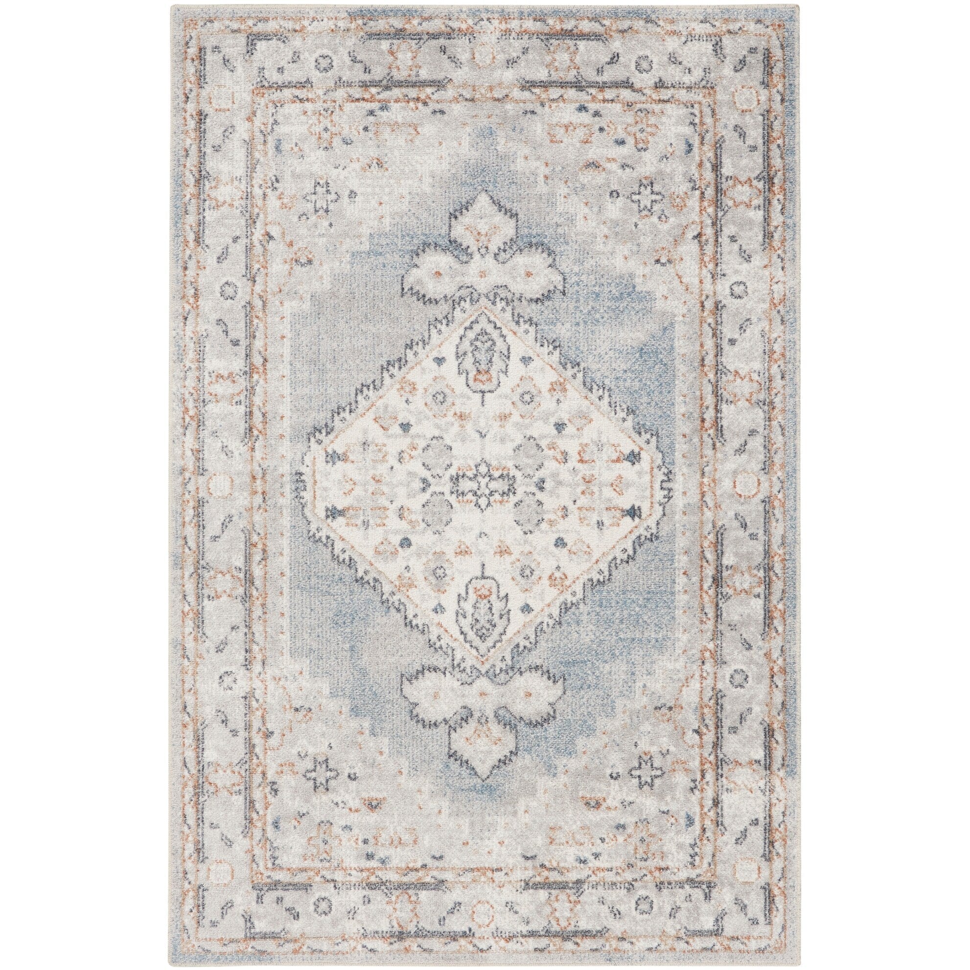 Tapis persan vieilli Nourison Abby, lavable en machine, pour intérieur uniquement.
