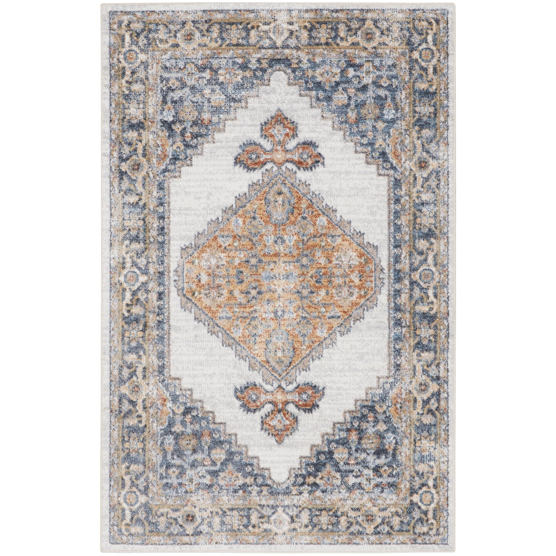 Tapis persan vieilli Nourison Abby, lavable en machine, pour intérieur uniquement.