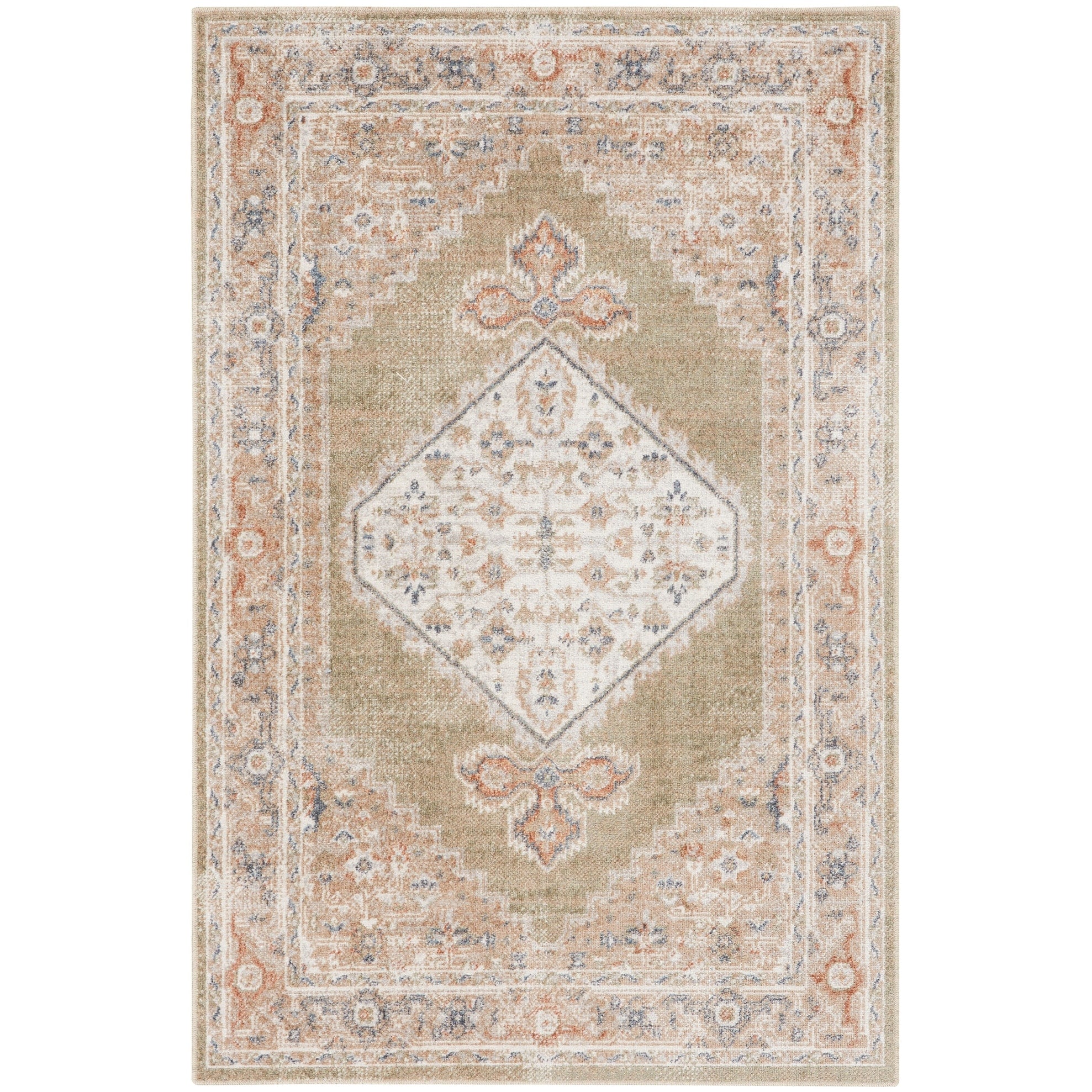 Tapis persan vieilli Nourison Abby, lavable en machine, pour intérieur uniquement.