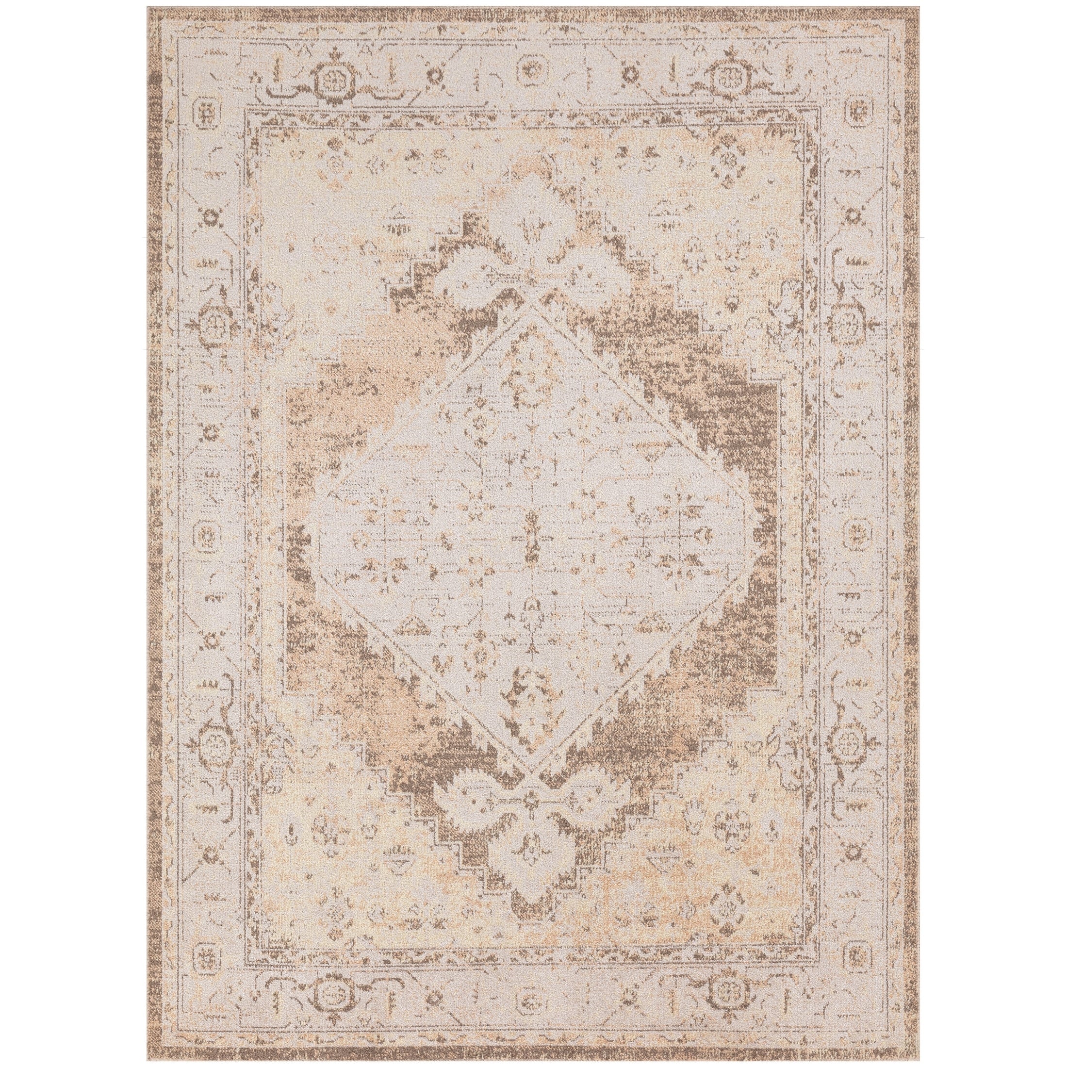 Tapis persan vieilli Nourison Abby, lavable en machine, pour intérieur uniquement.