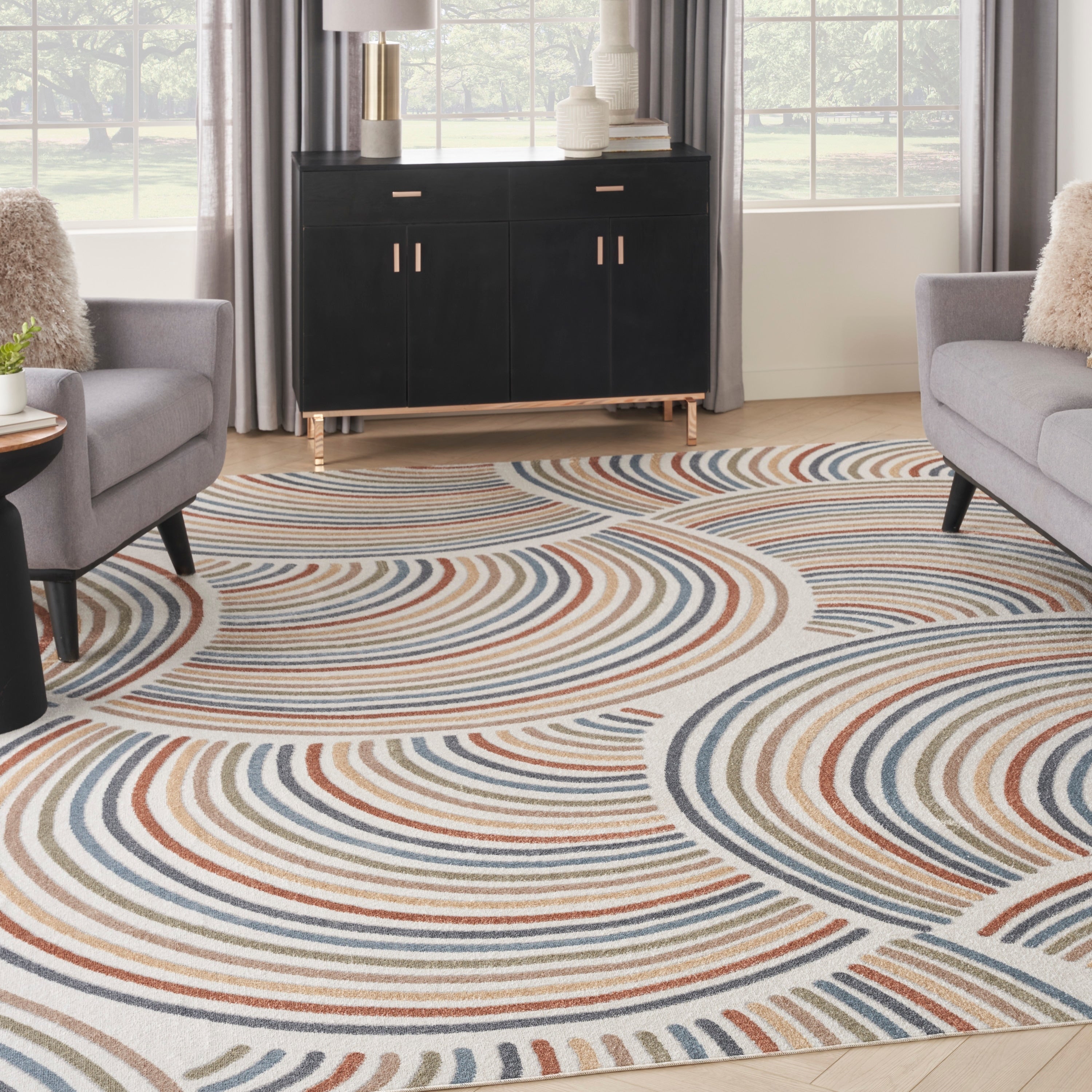 Tapis Nourison Astra lavable en machine, motif intégral