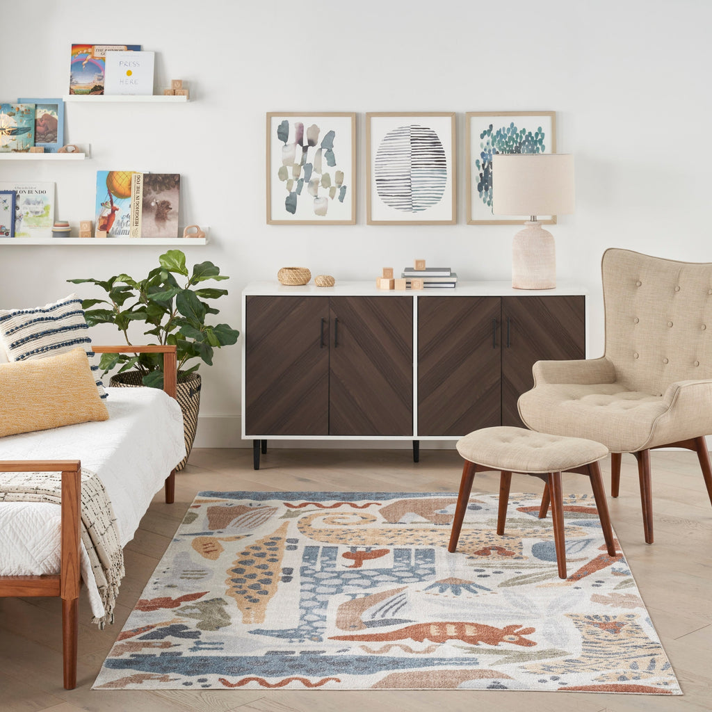 Tapis Nourison Astra lavable en machine à motif animalier