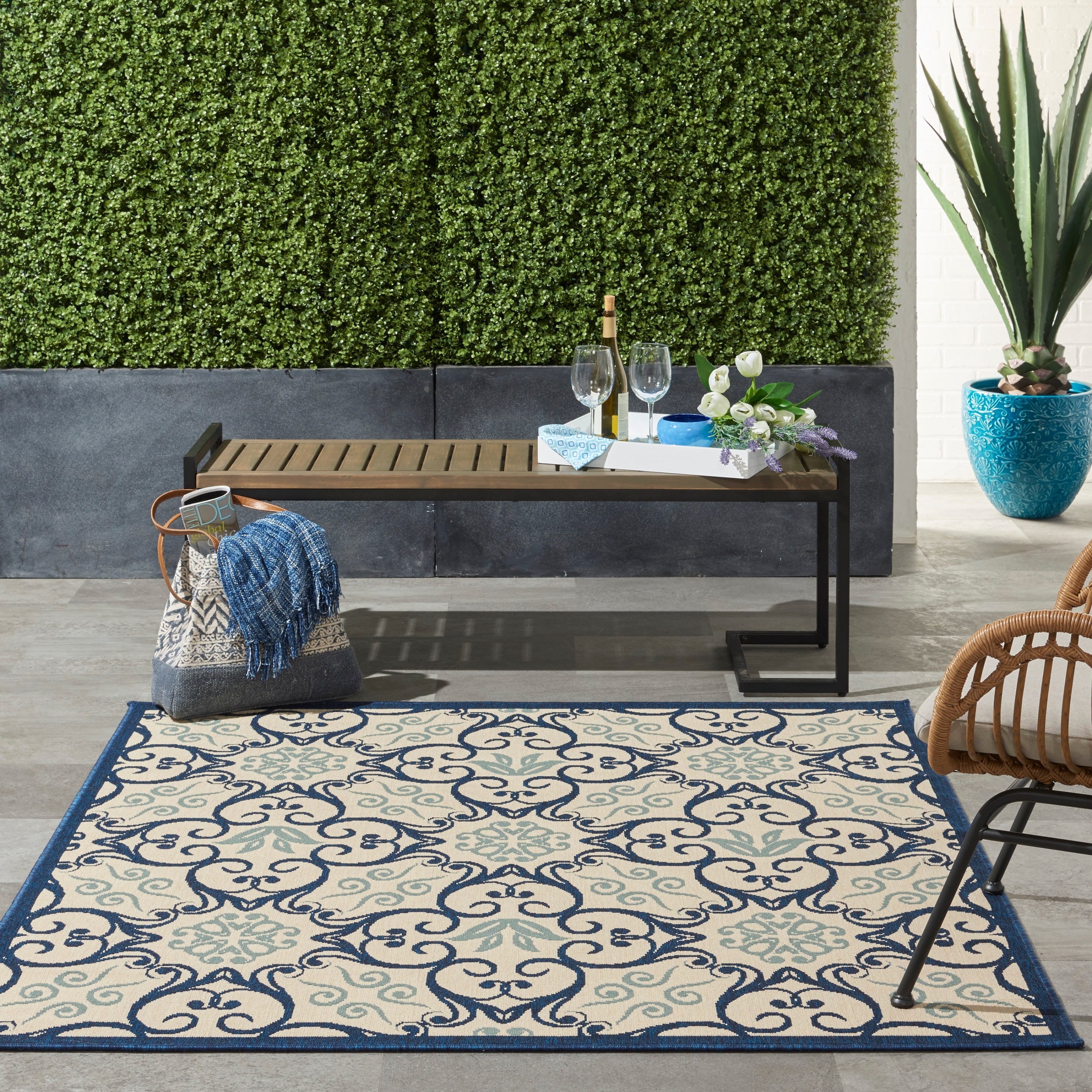 Nourison Caribbean Floral Geometric Indoor/Outdoor Area Rug