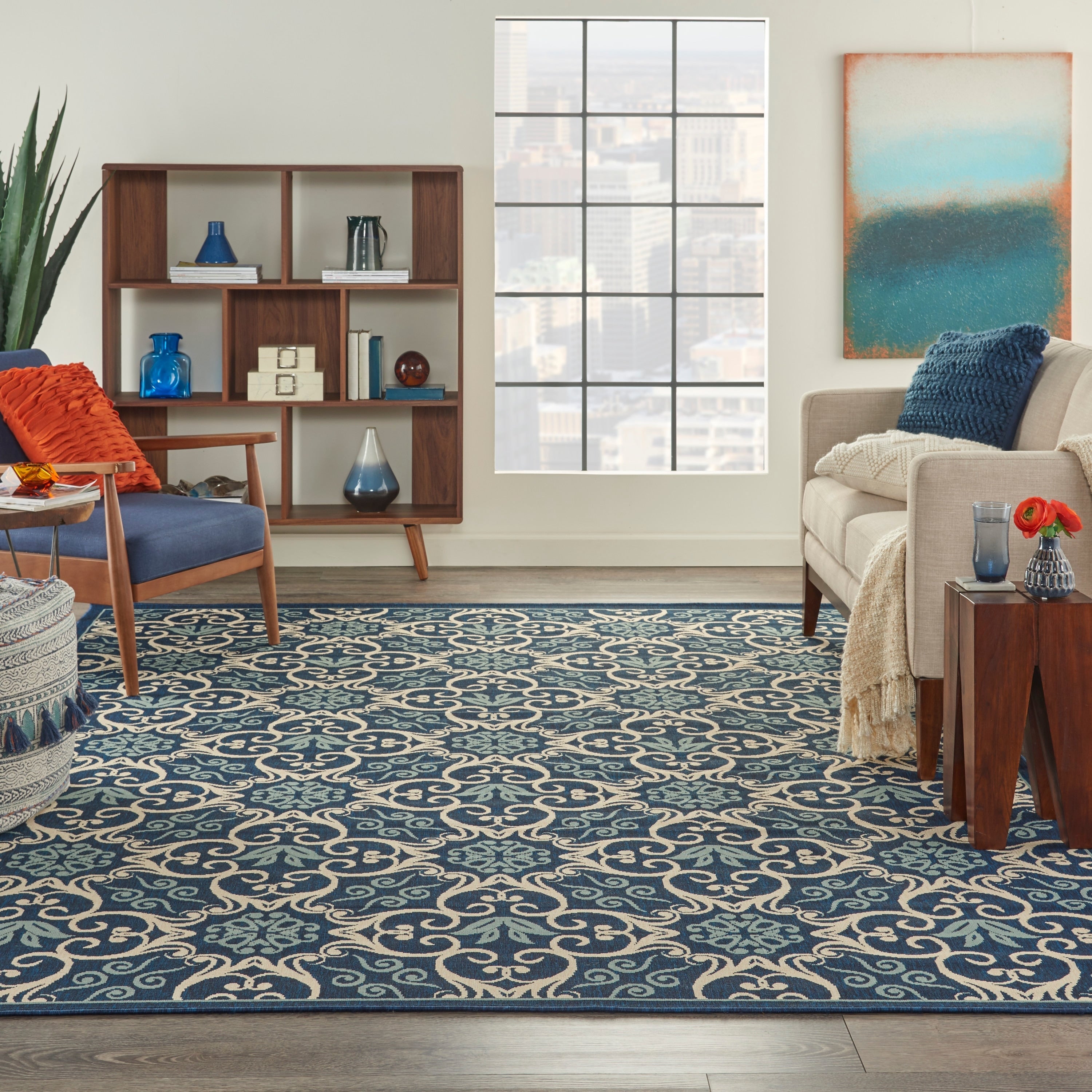 Nourison Caribbean Floral Geometric Indoor/Outdoor Area Rug