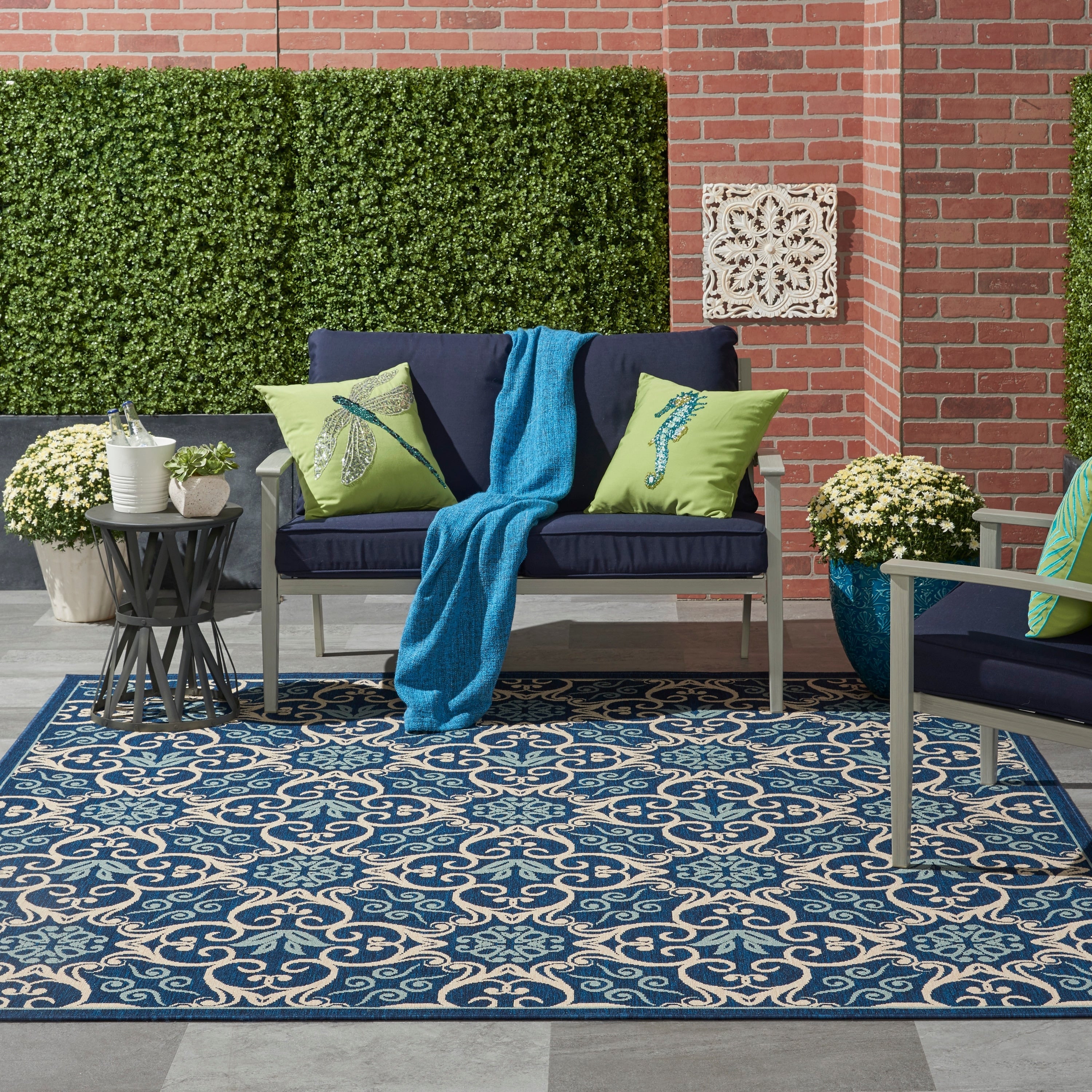 Nourison Caribbean Floral Geometric Indoor/Outdoor Area Rug