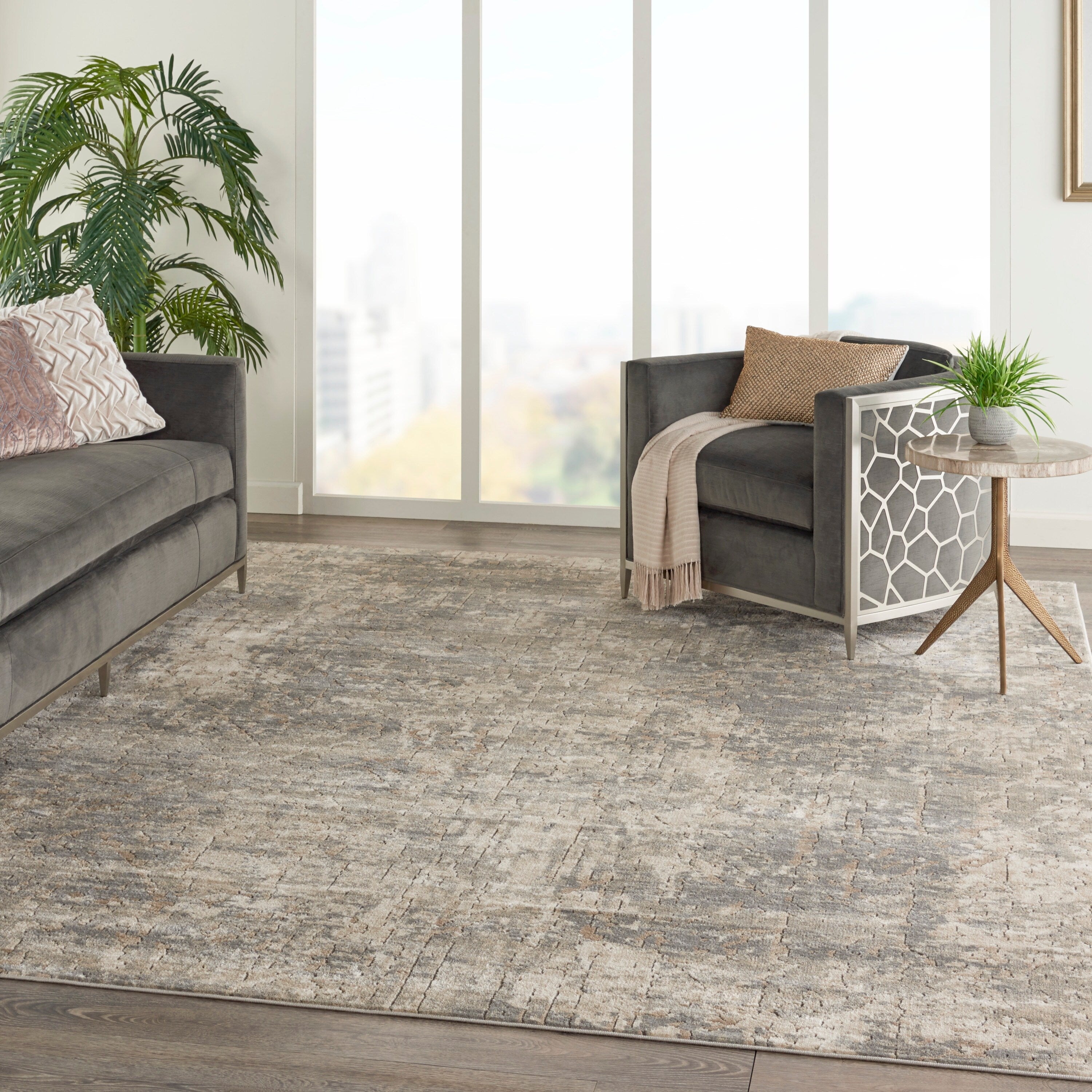 Tapis Nourison Concerto à motifs abstraits beige et gris vieilli