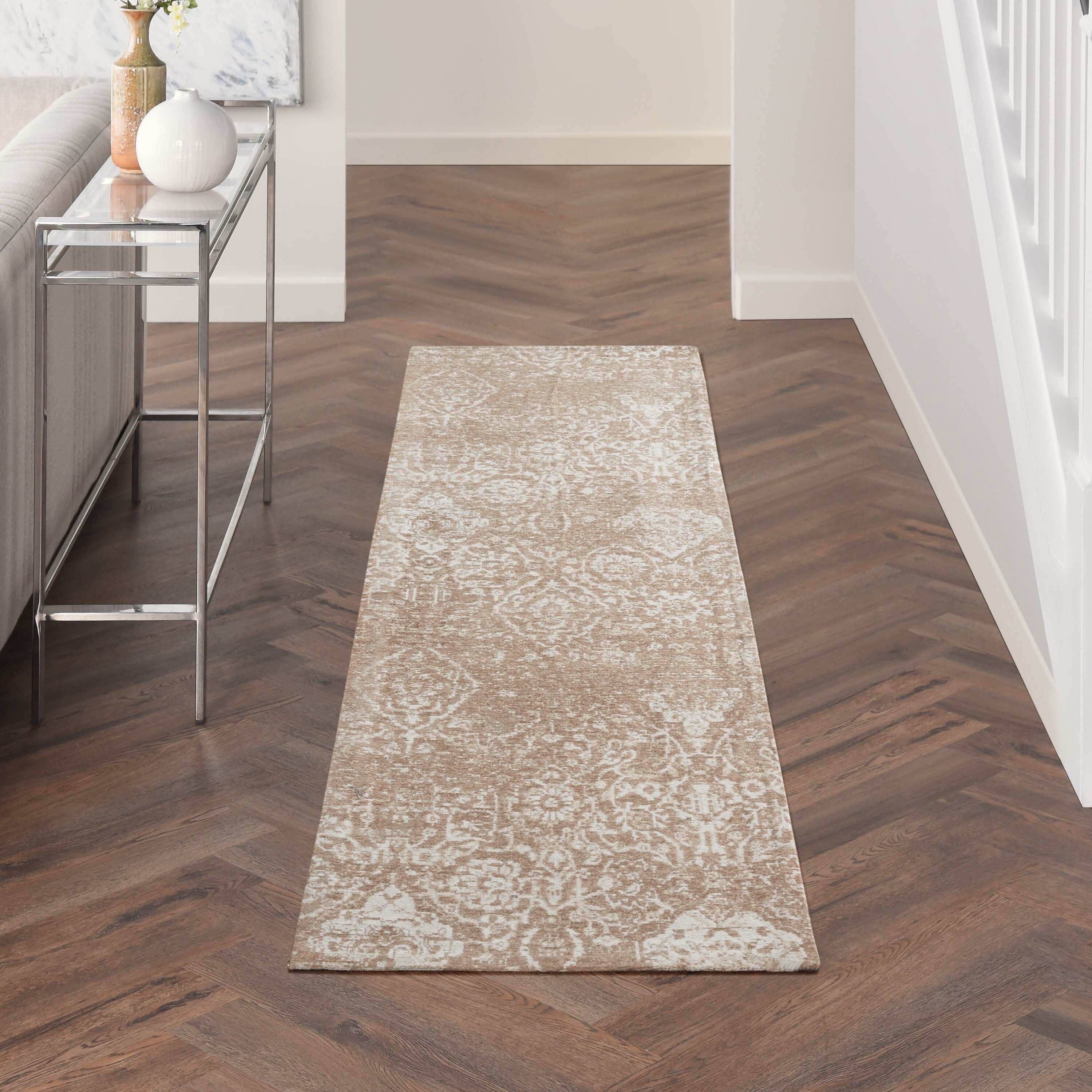 Tapis contemporain Nourison Damas vieilli
