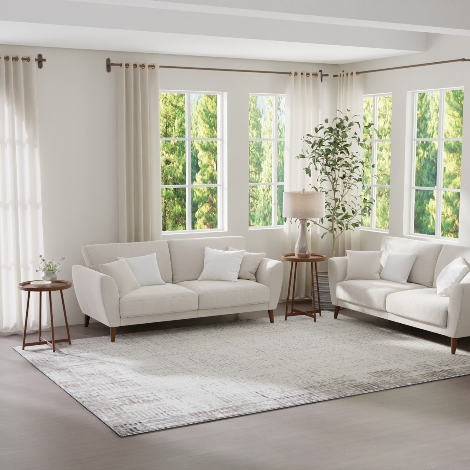 Tapis d'intérieur Nourison Emily gris ivoire à motifs abstraits