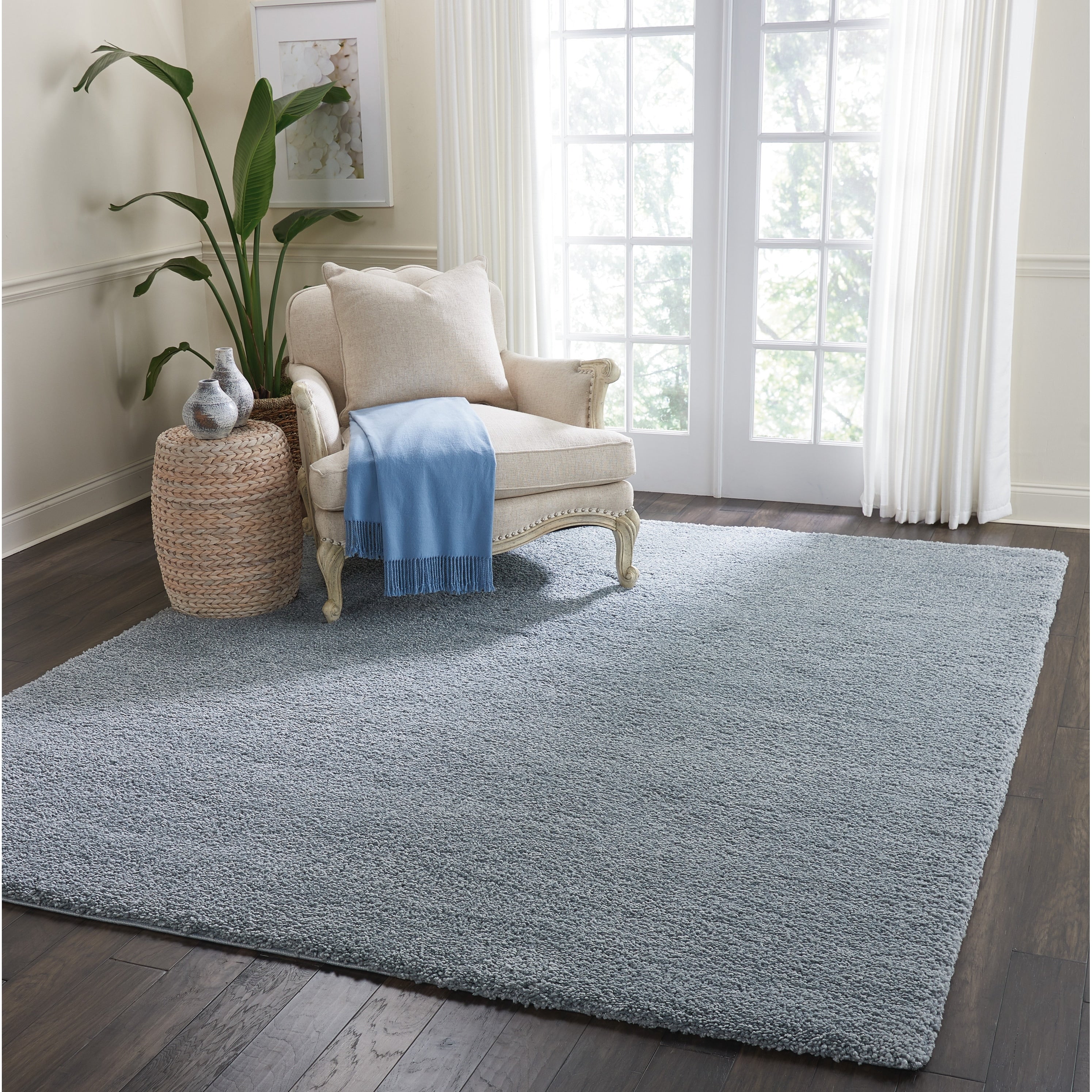 Tapis Nourison Malibu Shag moderne en peluche unie