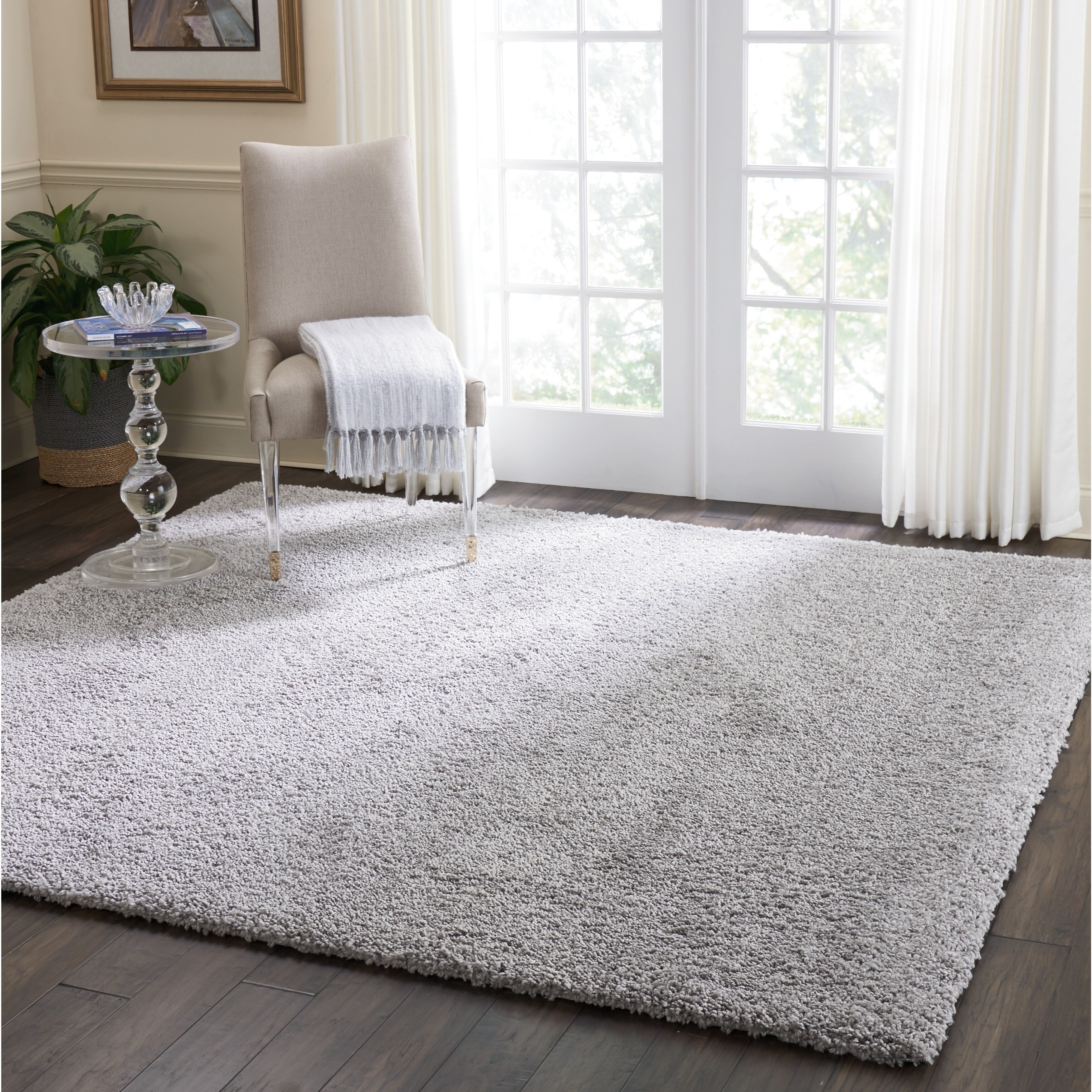 Tapis Nourison Malibu Shag moderne en peluche unie