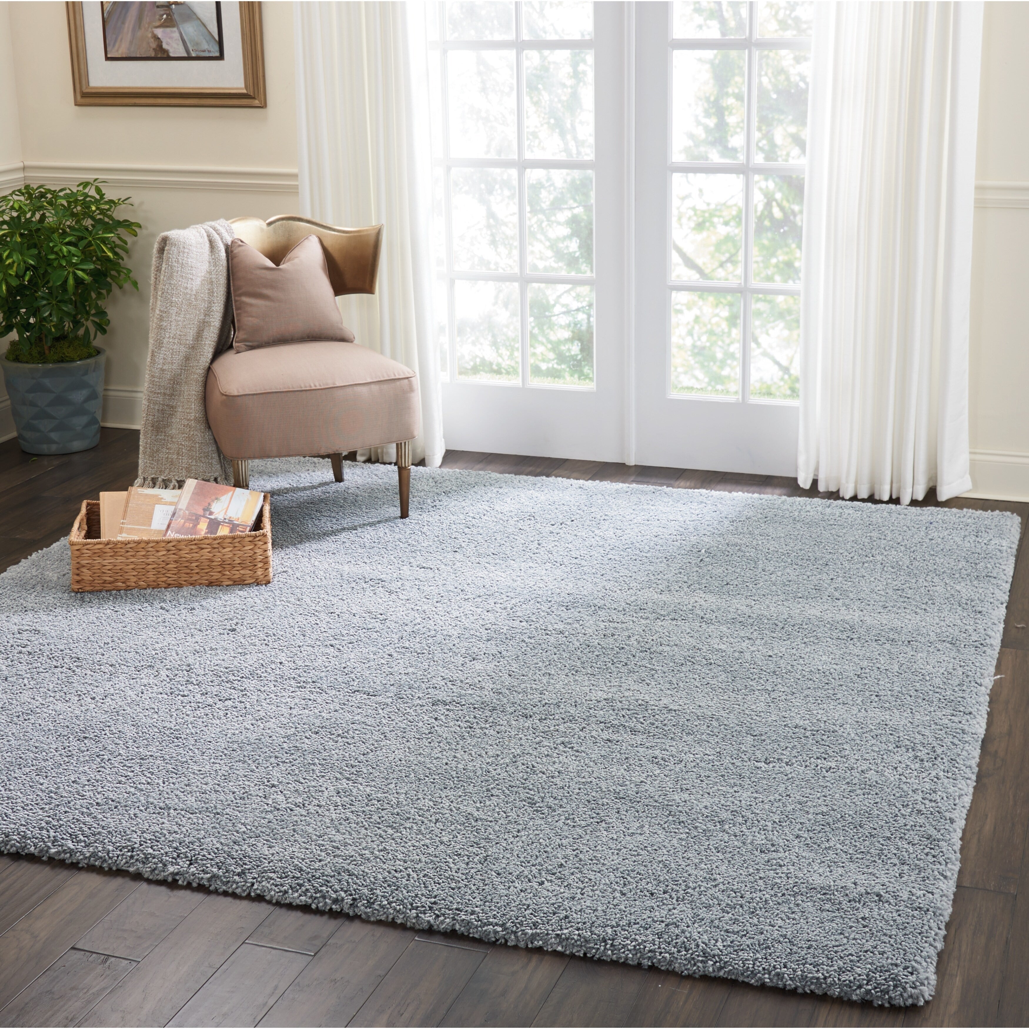 Tapis Nourison Malibu Shag moderne en peluche unie