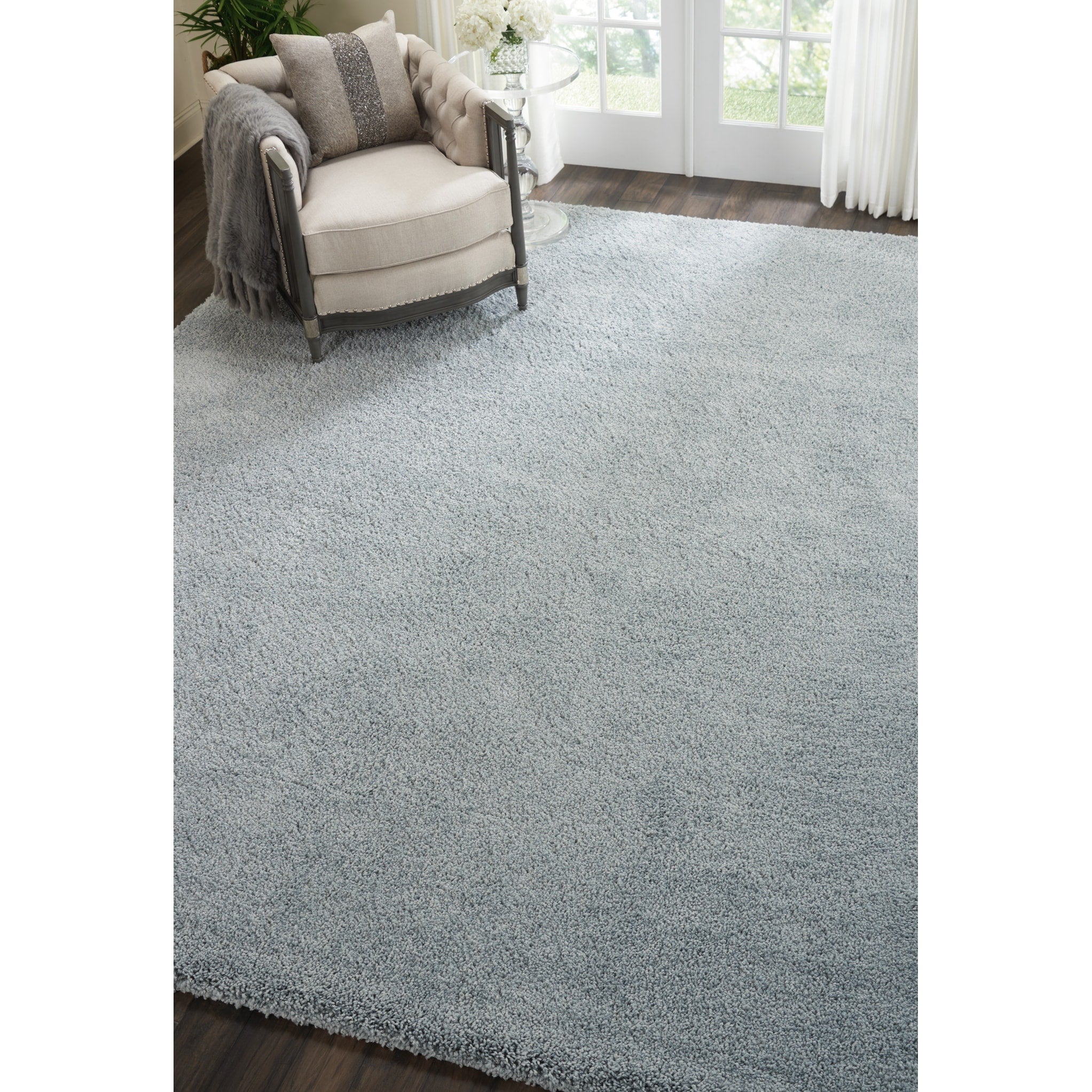 Tapis Nourison Malibu Shag moderne en peluche unie