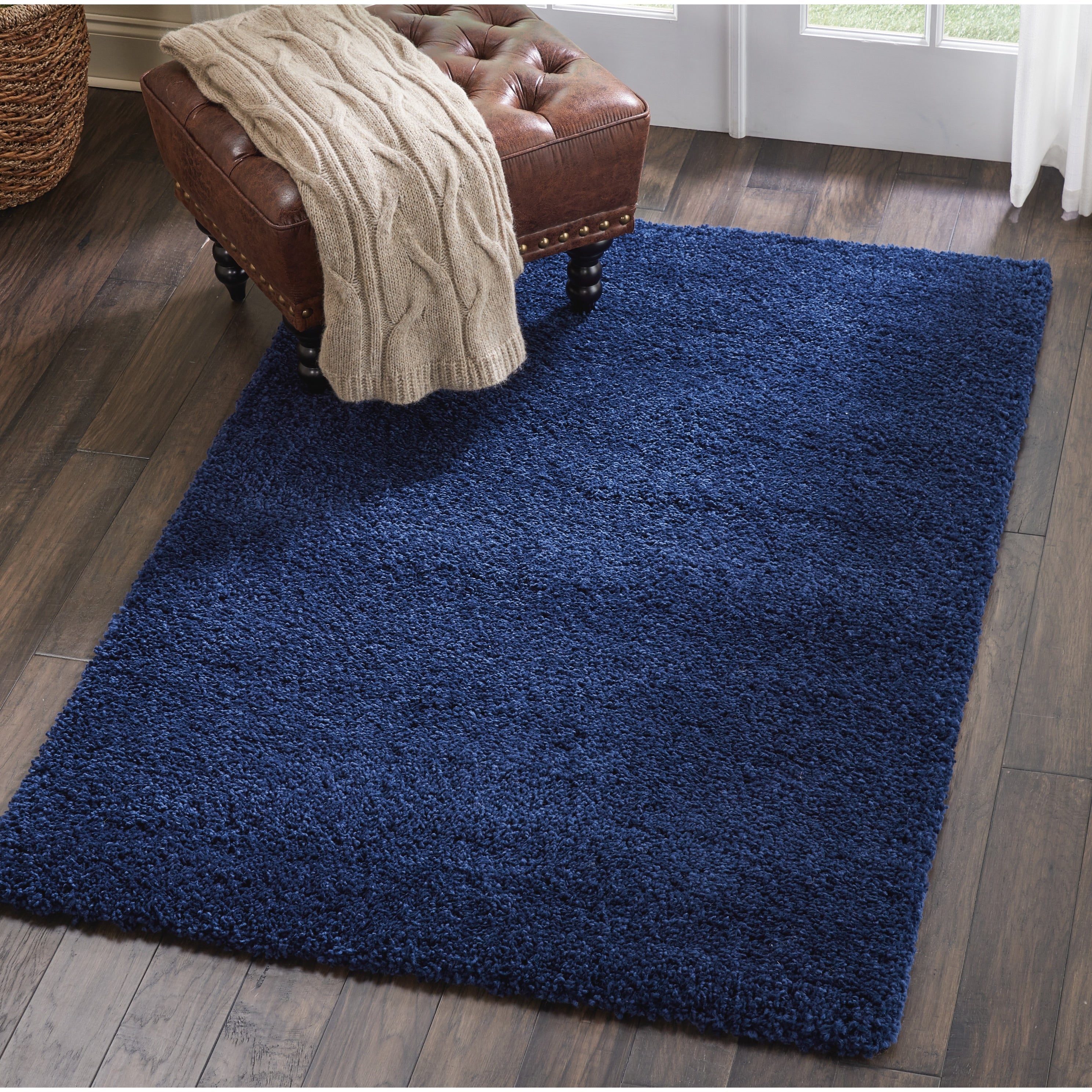 Tapis Nourison Malibu Shag moderne en peluche unie