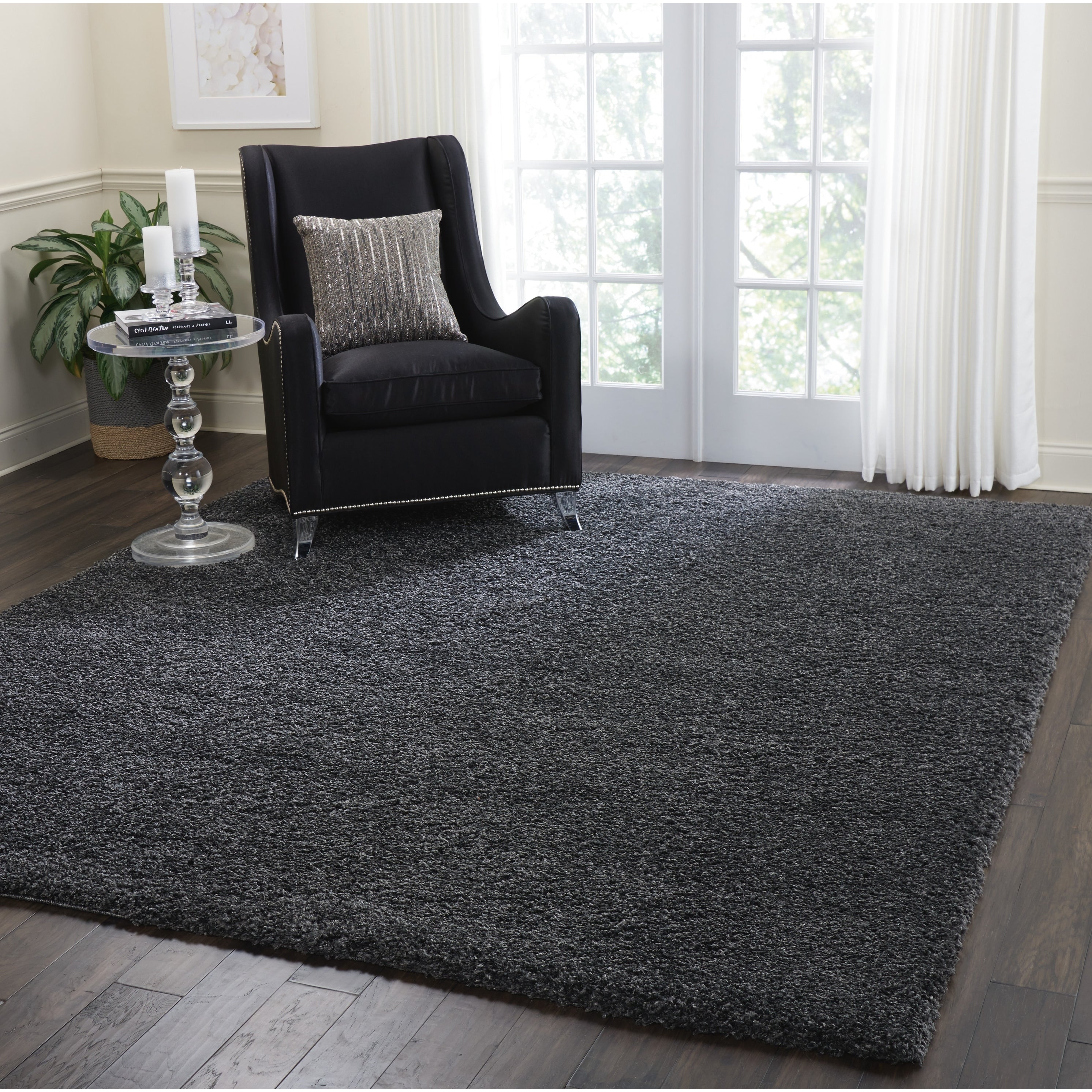Tapis Nourison Malibu Shag moderne en peluche unie