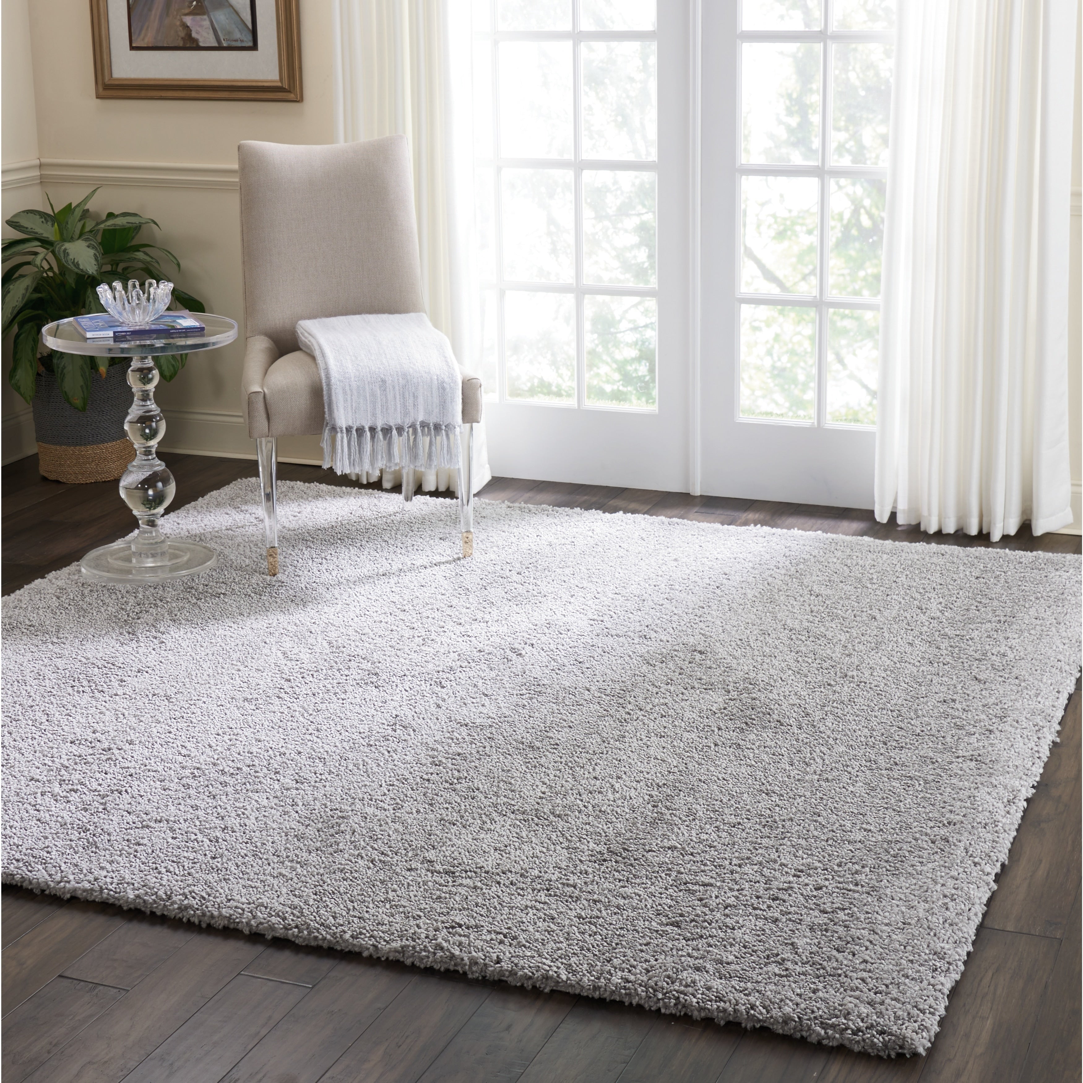 Tapis Nourison Malibu Shag moderne en peluche unie