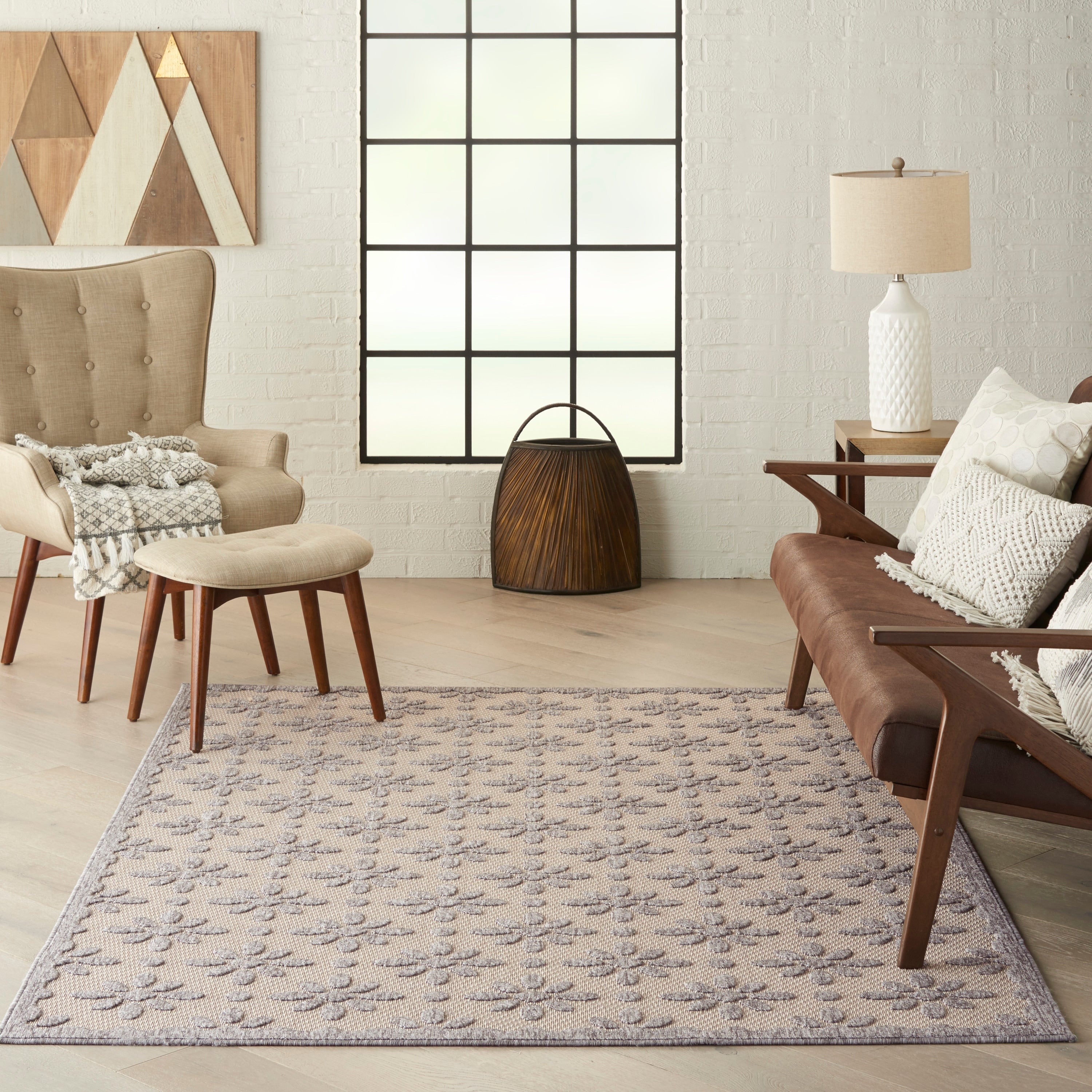 Nourison Palamos Modern Floral Hi Low Geometric Indoor Outdoor Area Rug