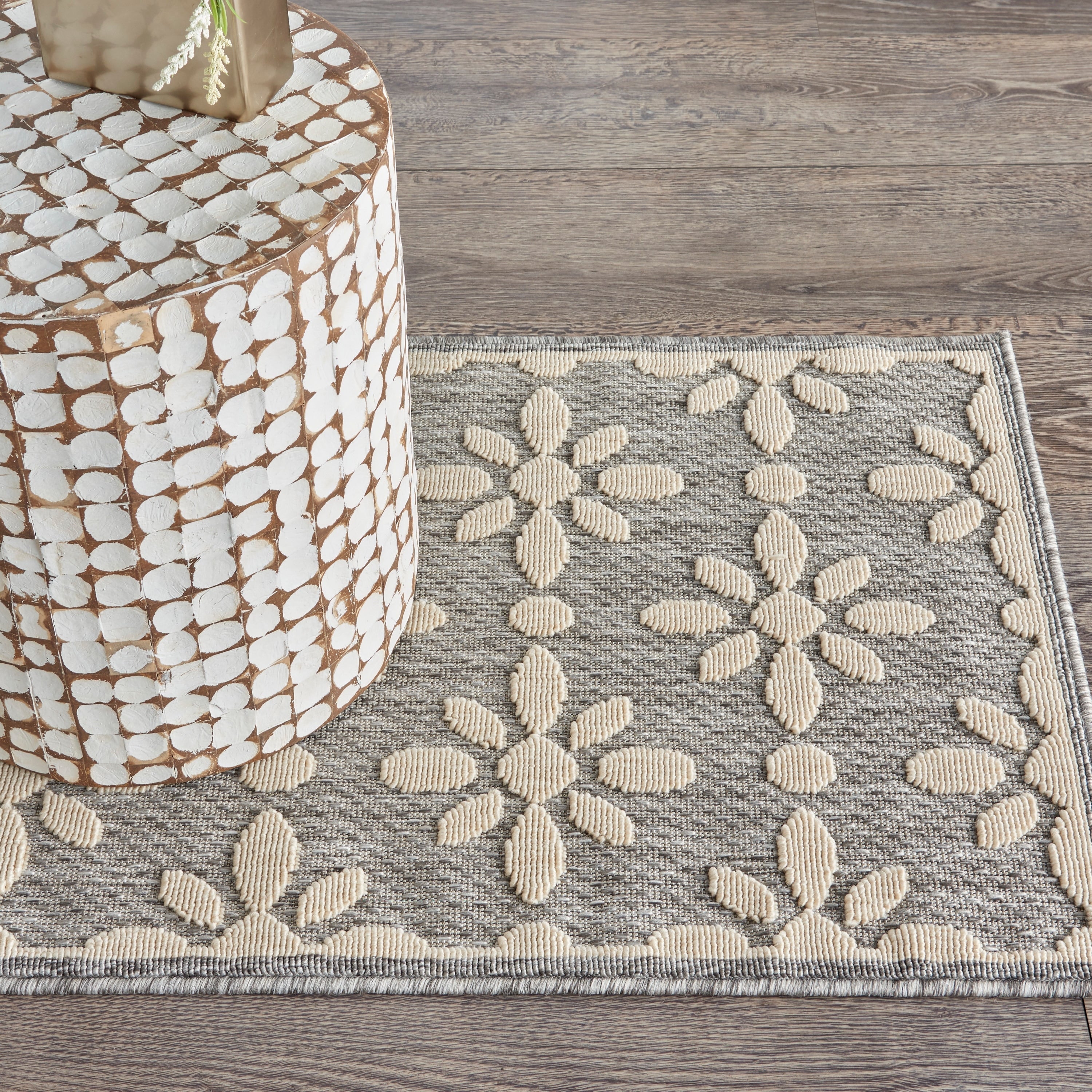 Nourison Palamos Modern Floral Hi Low Geometric Indoor Outdoor Area Rug