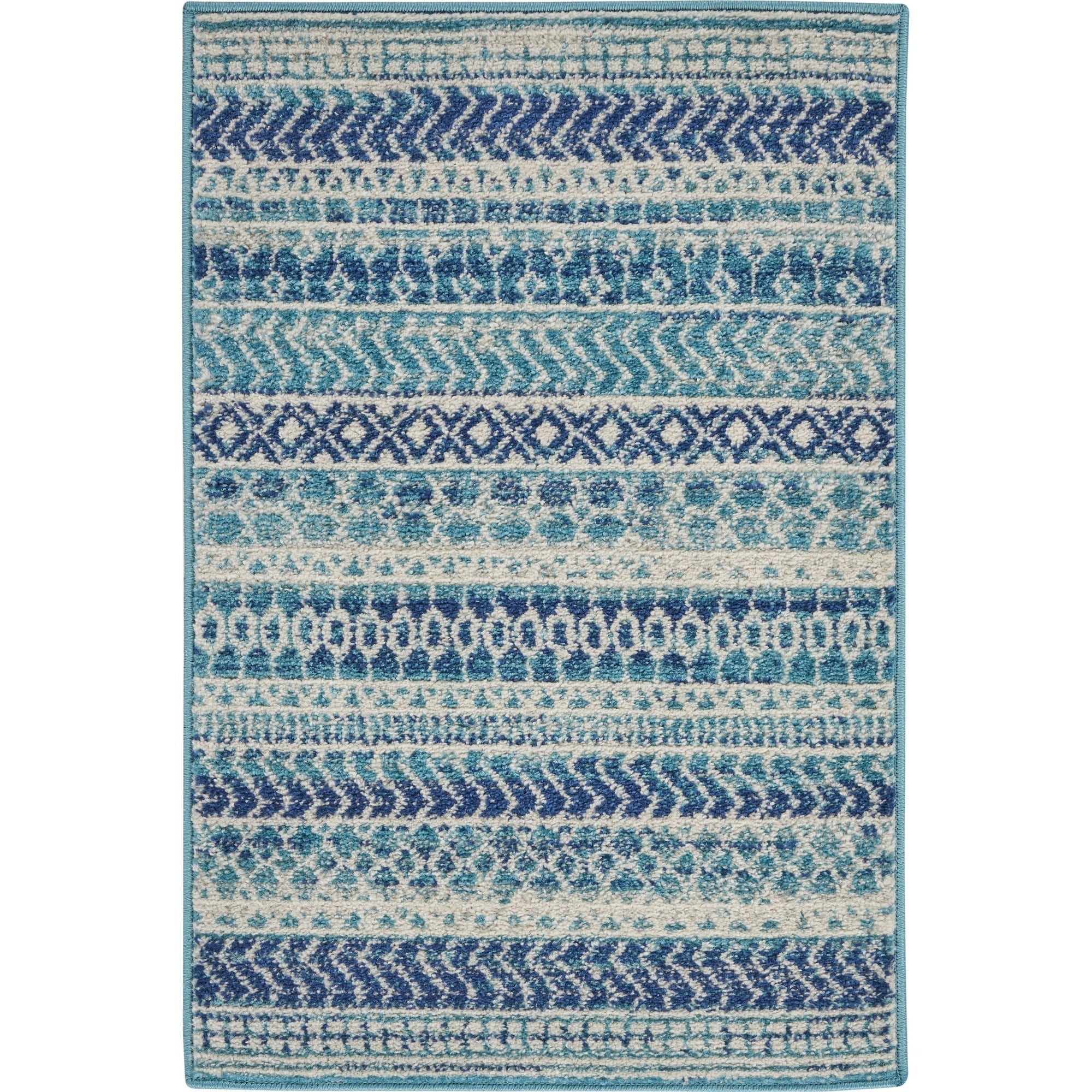 Tapis Nourison Passion bleu indigo à motif géométrique côtier