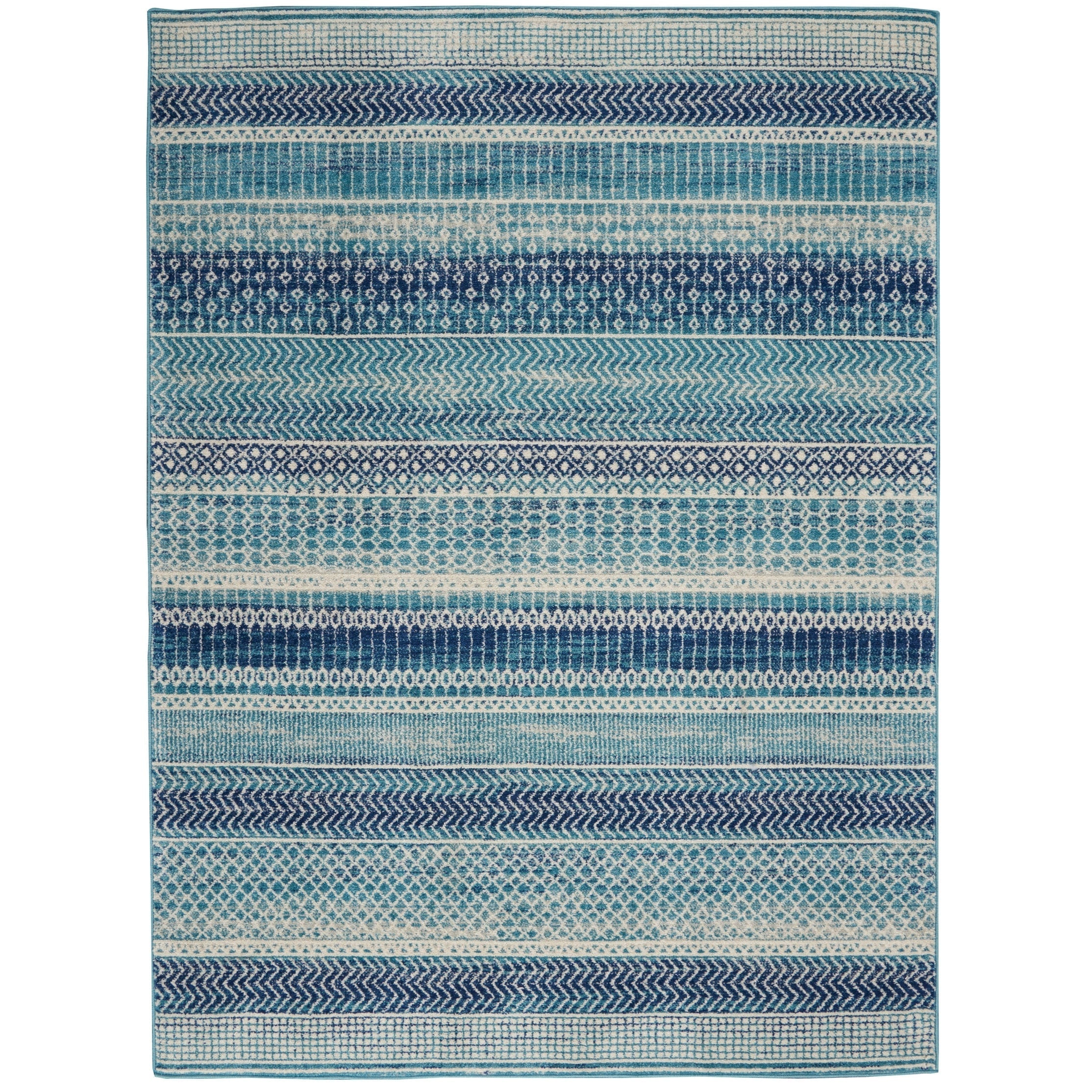 Tapis Nourison Passion bleu indigo à motif géométrique côtier