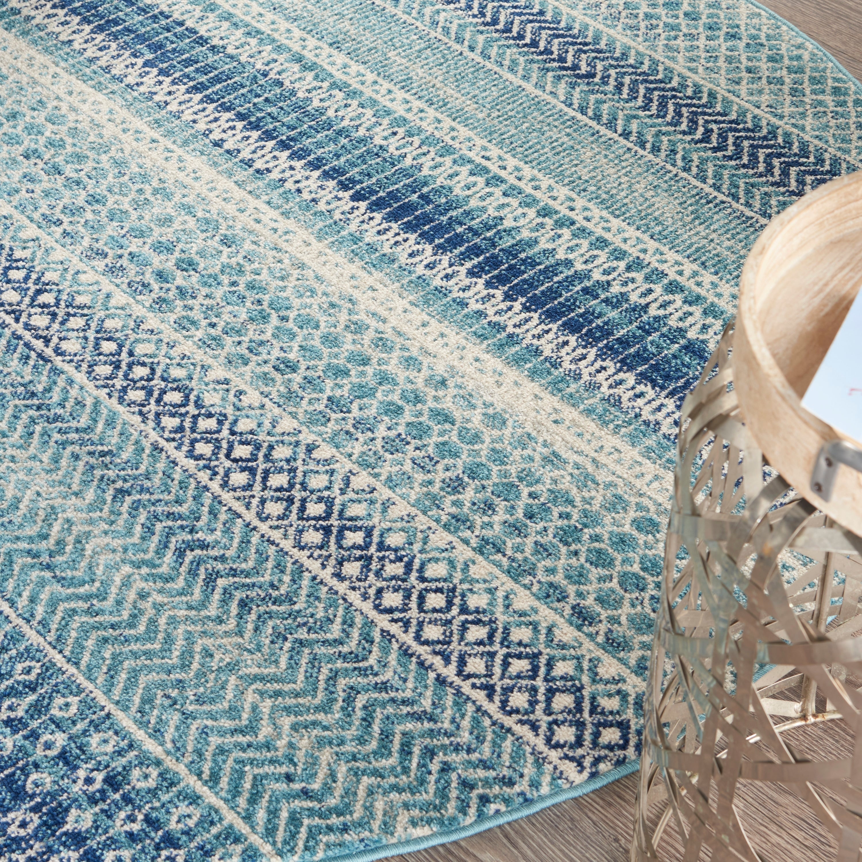 Tapis Nourison Passion bleu indigo à motif géométrique côtier